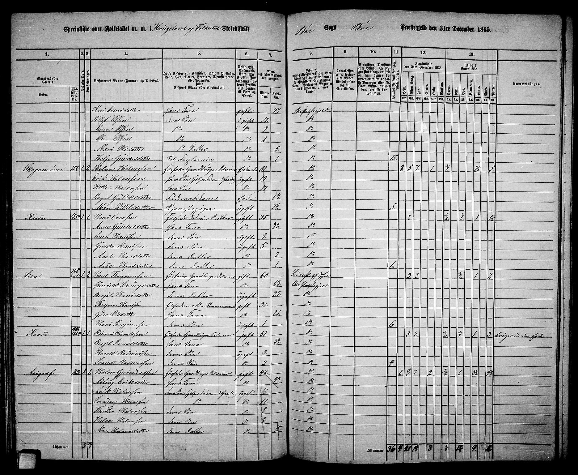 RA, 1865 census for Bø, 1865, p. 121