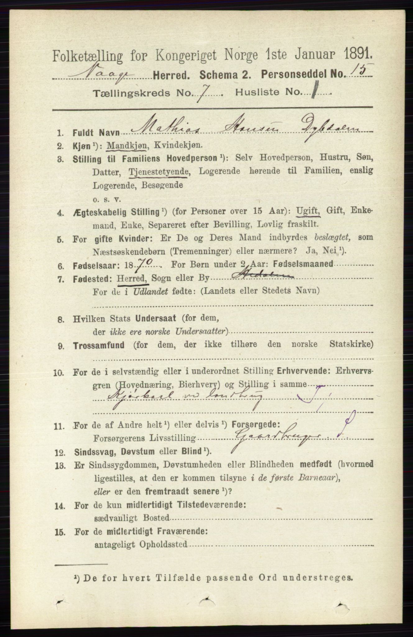 RA, 1891 census for 0515 Vågå, 1891, p. 4340