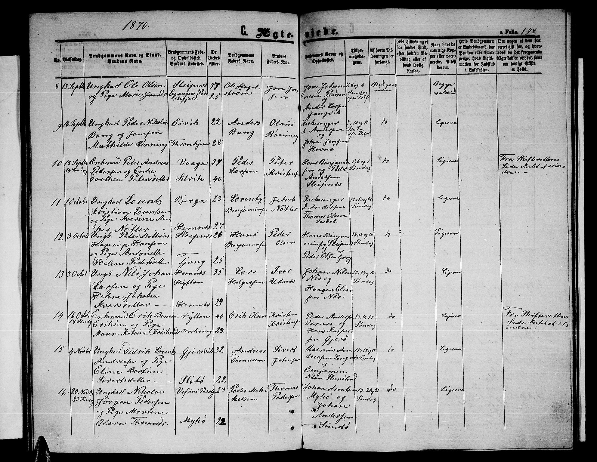 Ministerialprotokoller, klokkerbøker og fødselsregistre - Nordland, AV/SAT-A-1459/841/L0619: Parish register (copy) no. 841C03, 1856-1876, p. 198