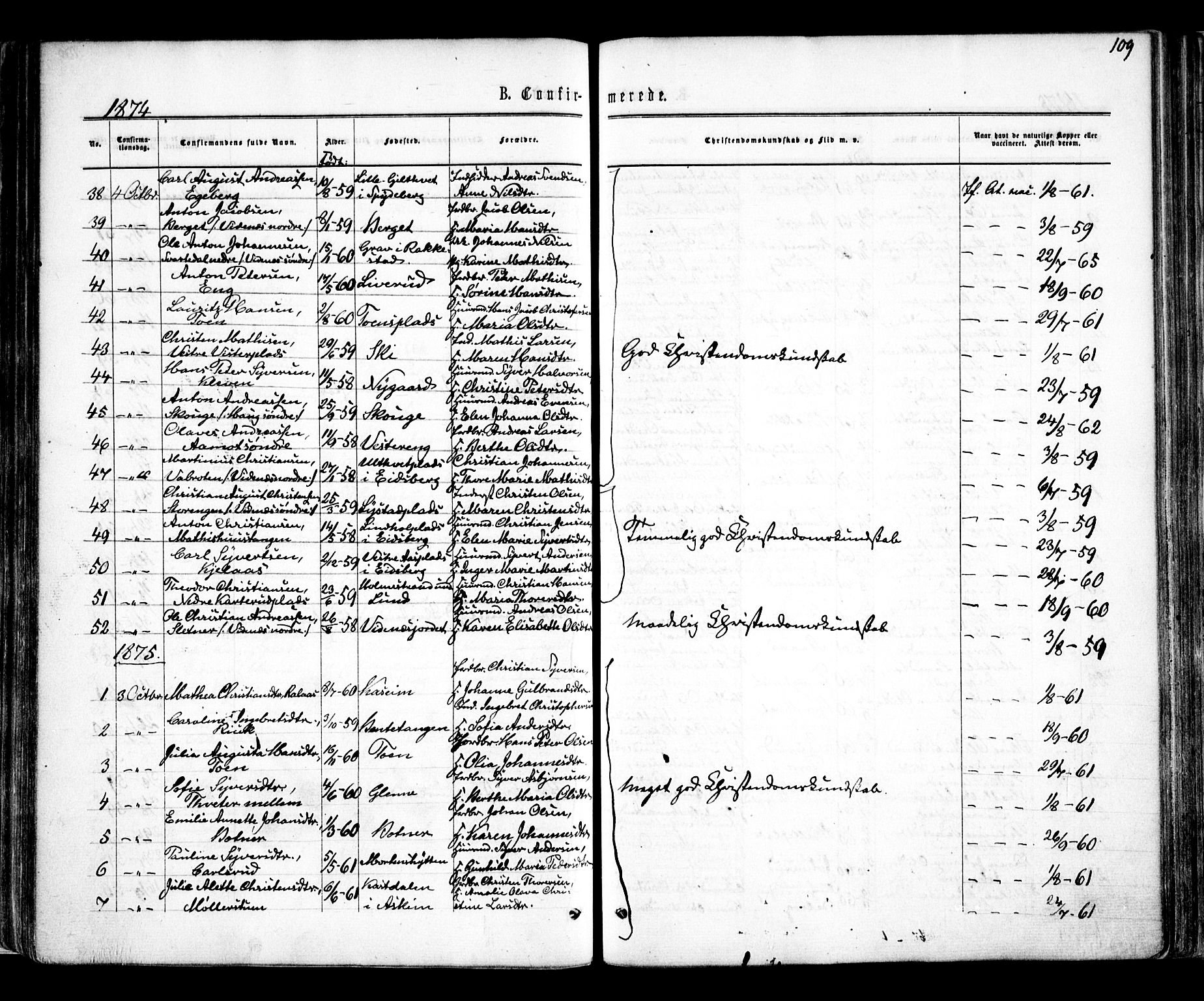 Skiptvet prestekontor Kirkebøker, AV/SAO-A-20009/F/Fa/L0008: Parish register (official) no. 8, 1867-1877, p. 109