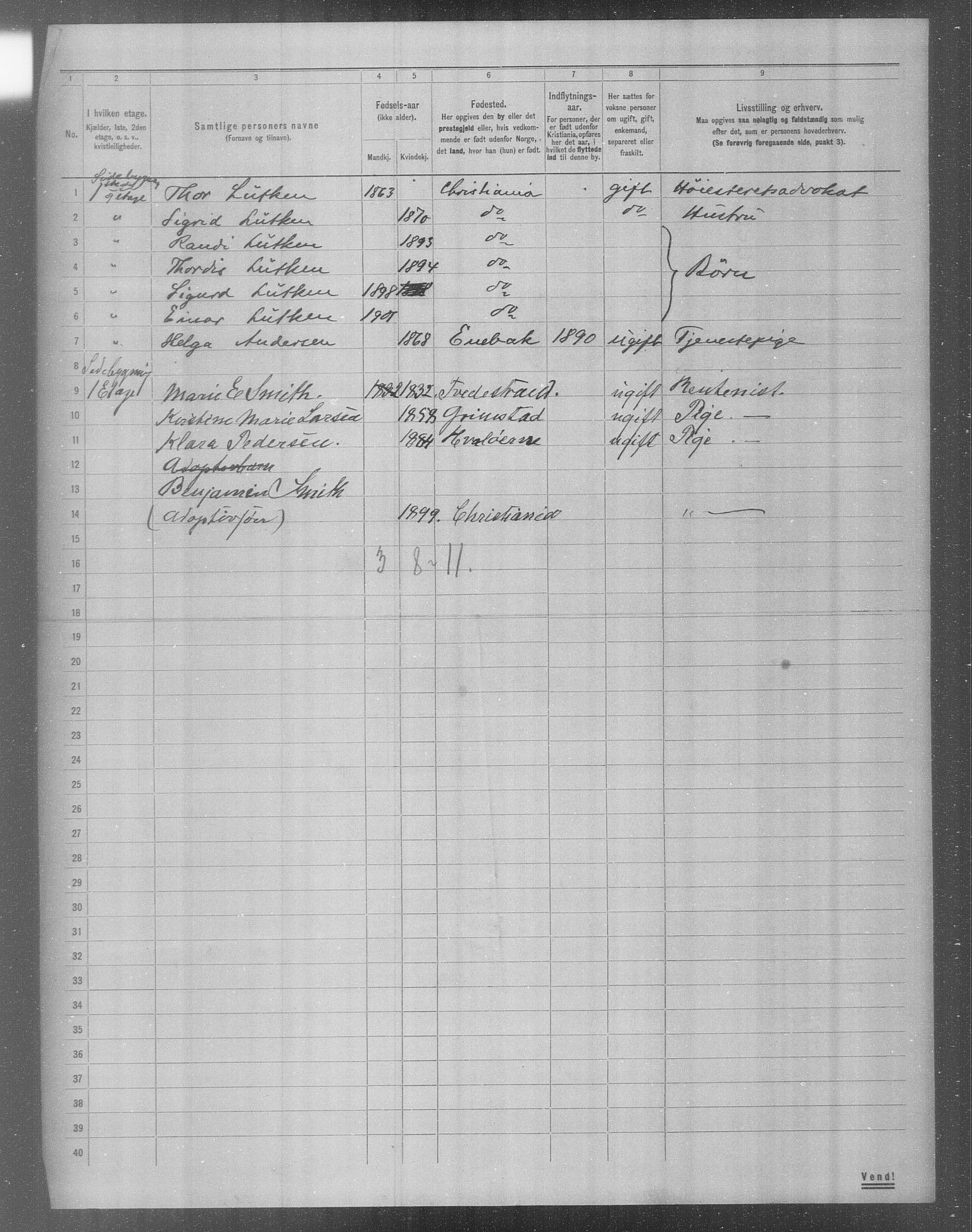 OBA, Municipal Census 1904 for Kristiania, 1904, p. 17316