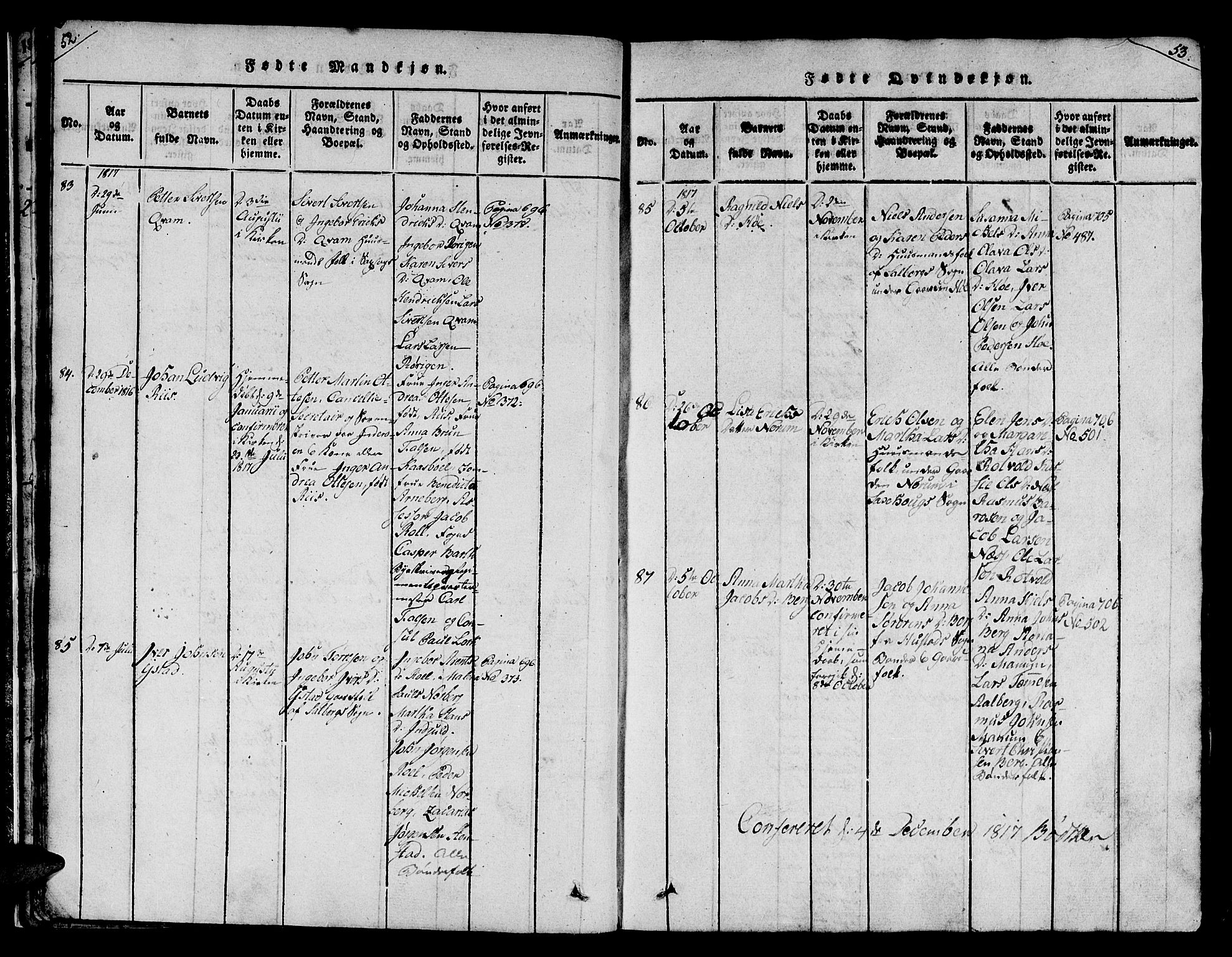 Ministerialprotokoller, klokkerbøker og fødselsregistre - Nord-Trøndelag, SAT/A-1458/730/L0275: Parish register (official) no. 730A04, 1816-1822, p. 52-53
