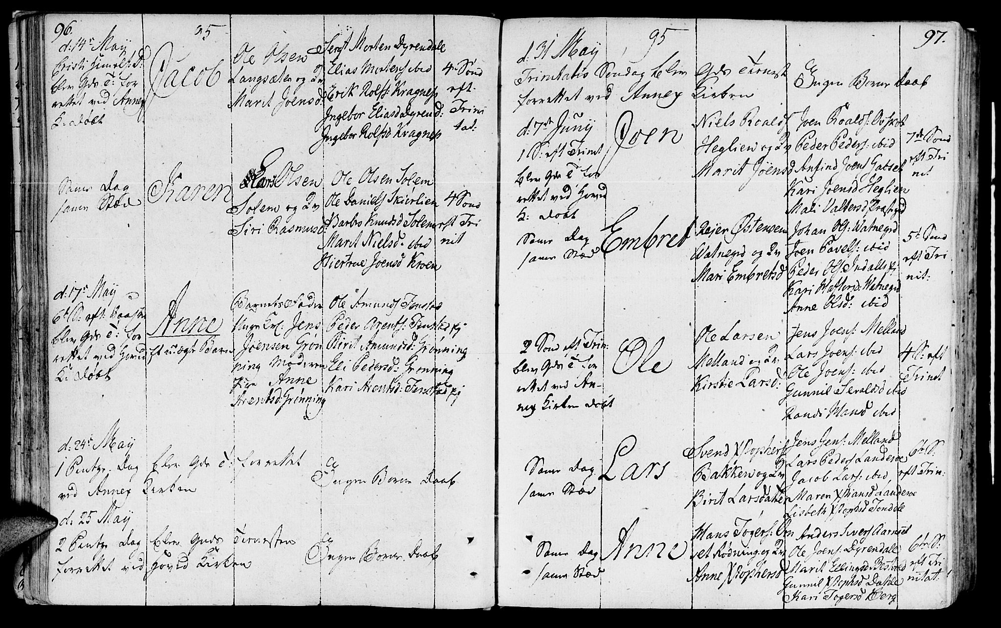 Ministerialprotokoller, klokkerbøker og fødselsregistre - Sør-Trøndelag, AV/SAT-A-1456/646/L0606: Parish register (official) no. 646A04, 1791-1805, p. 96-97