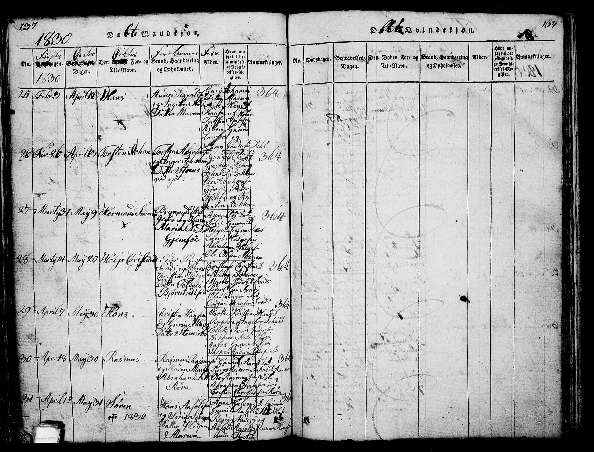 Solum kirkebøker, AV/SAKO-A-306/G/Ga/L0001: Parish register (copy) no. I 1, 1814-1833, p. 137