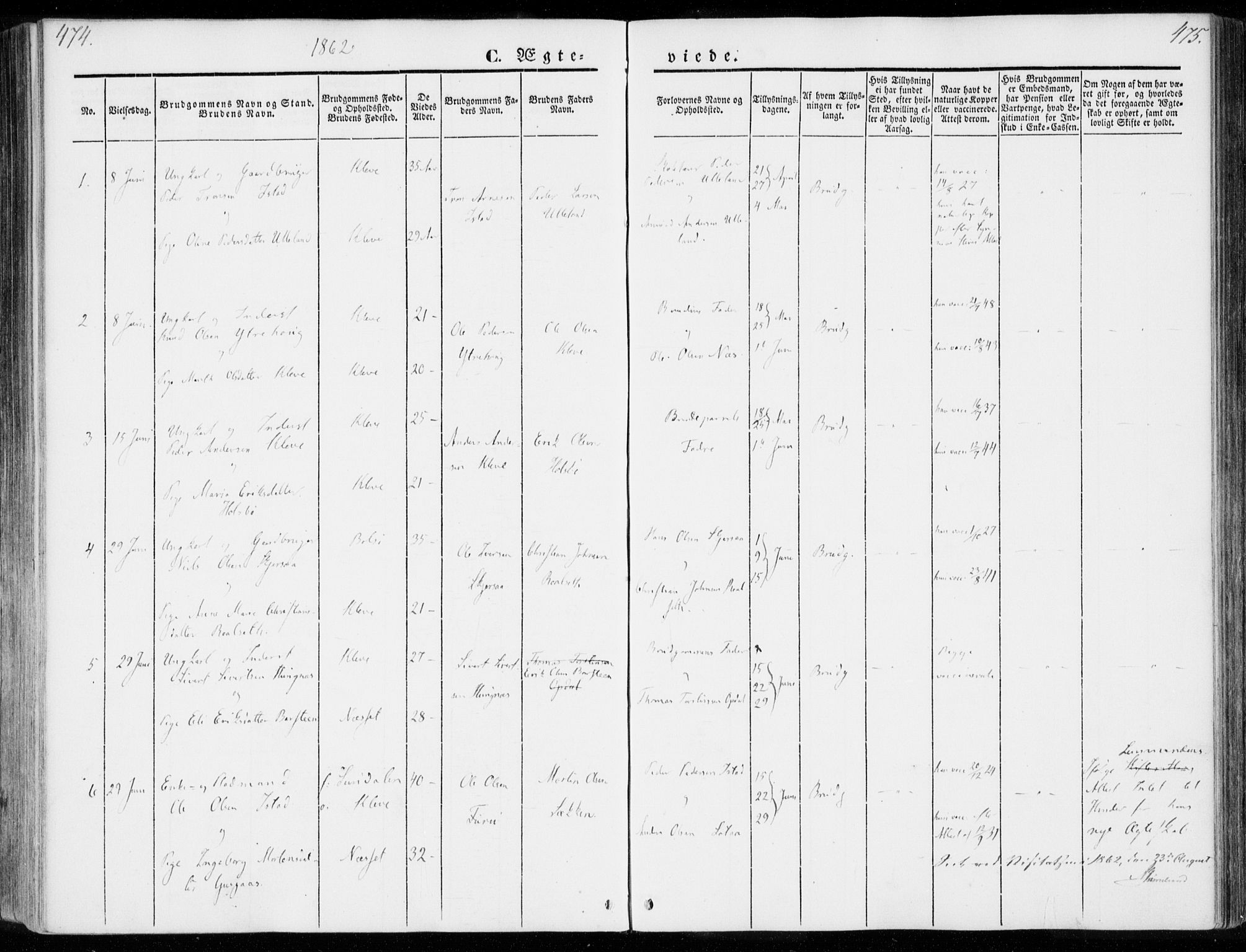 Ministerialprotokoller, klokkerbøker og fødselsregistre - Møre og Romsdal, AV/SAT-A-1454/557/L0680: Parish register (official) no. 557A02, 1843-1869, p. 474-475