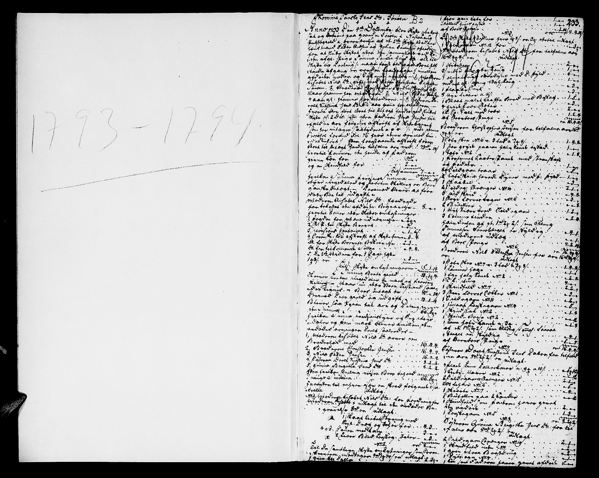 Helgeland sorenskriveri, AV/SAT-A-0004/3/3A/L0071: Skifteprotokoll 18B, 1793-1794, p. 232b-233a