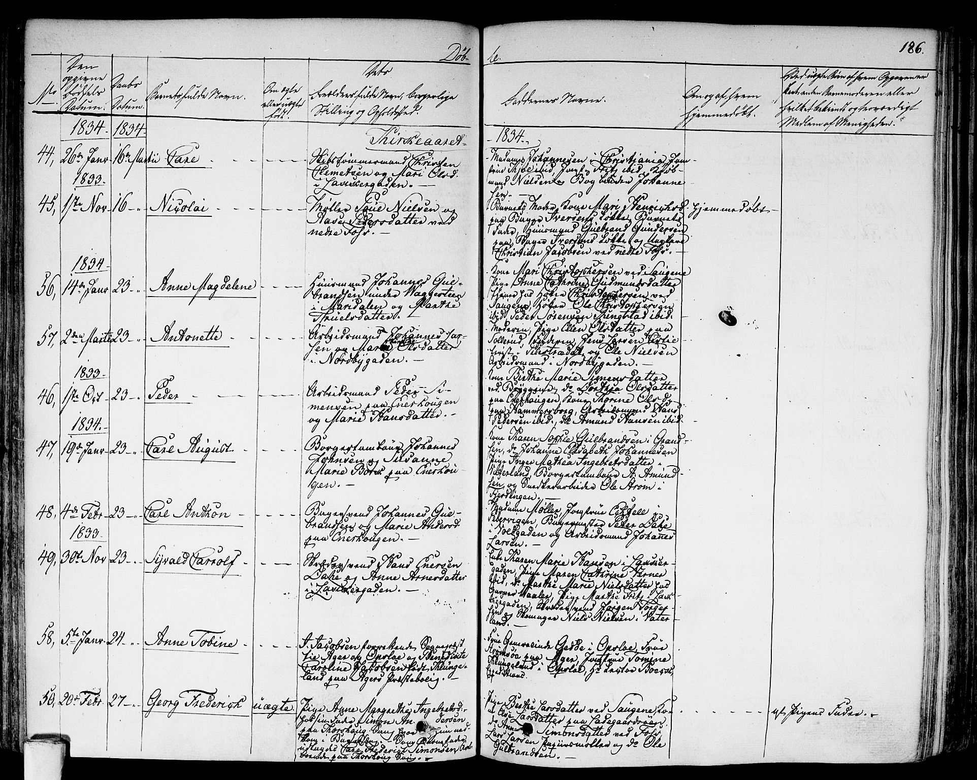 Aker prestekontor kirkebøker, AV/SAO-A-10861/F/L0013: Parish register (official) no. 13, 1828-1837, p. 186