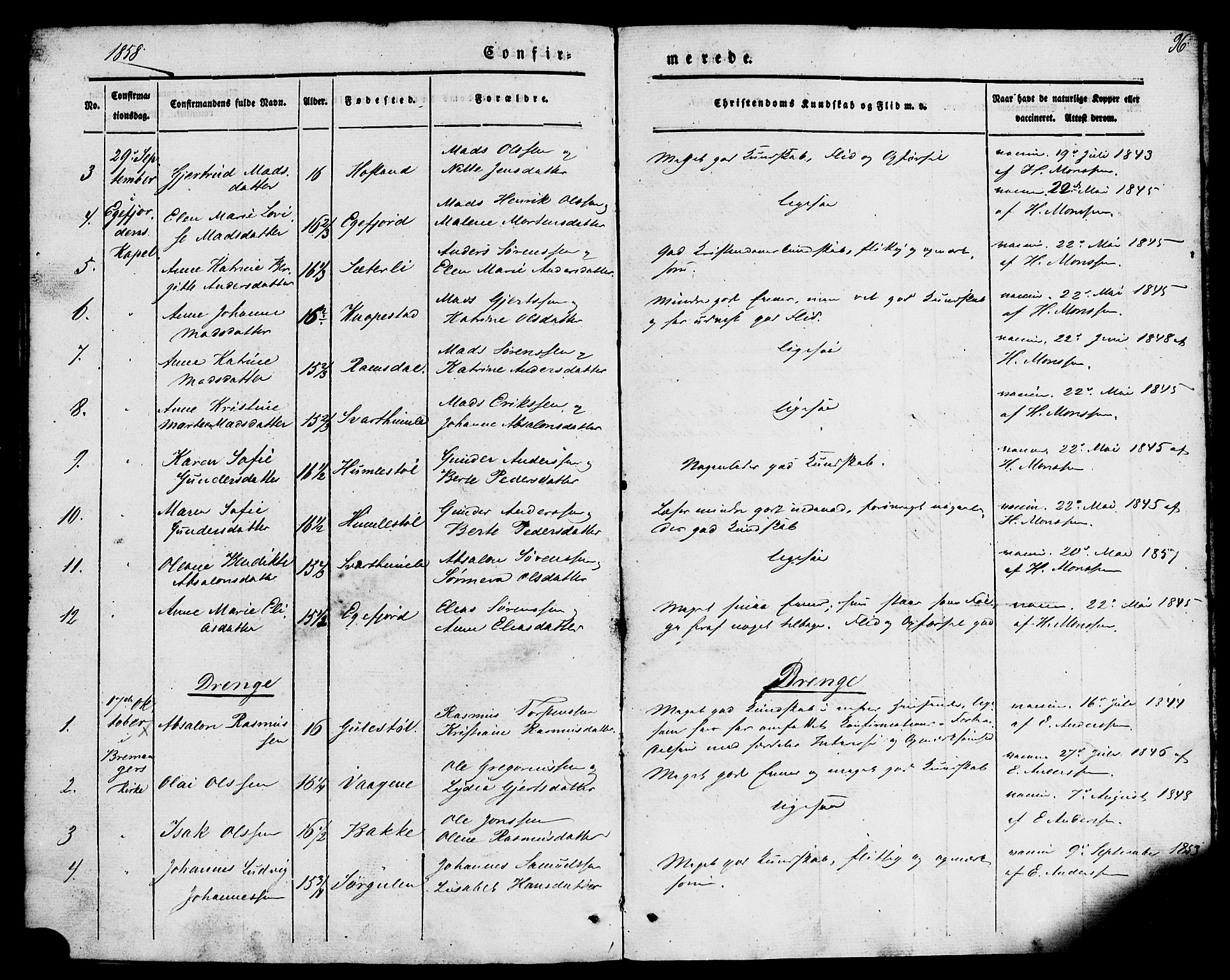 Kinn sokneprestembete, SAB/A-80801/H/Haa/Haaa/L0007: Parish register (official) no. A 7, 1841-1858, p. 96