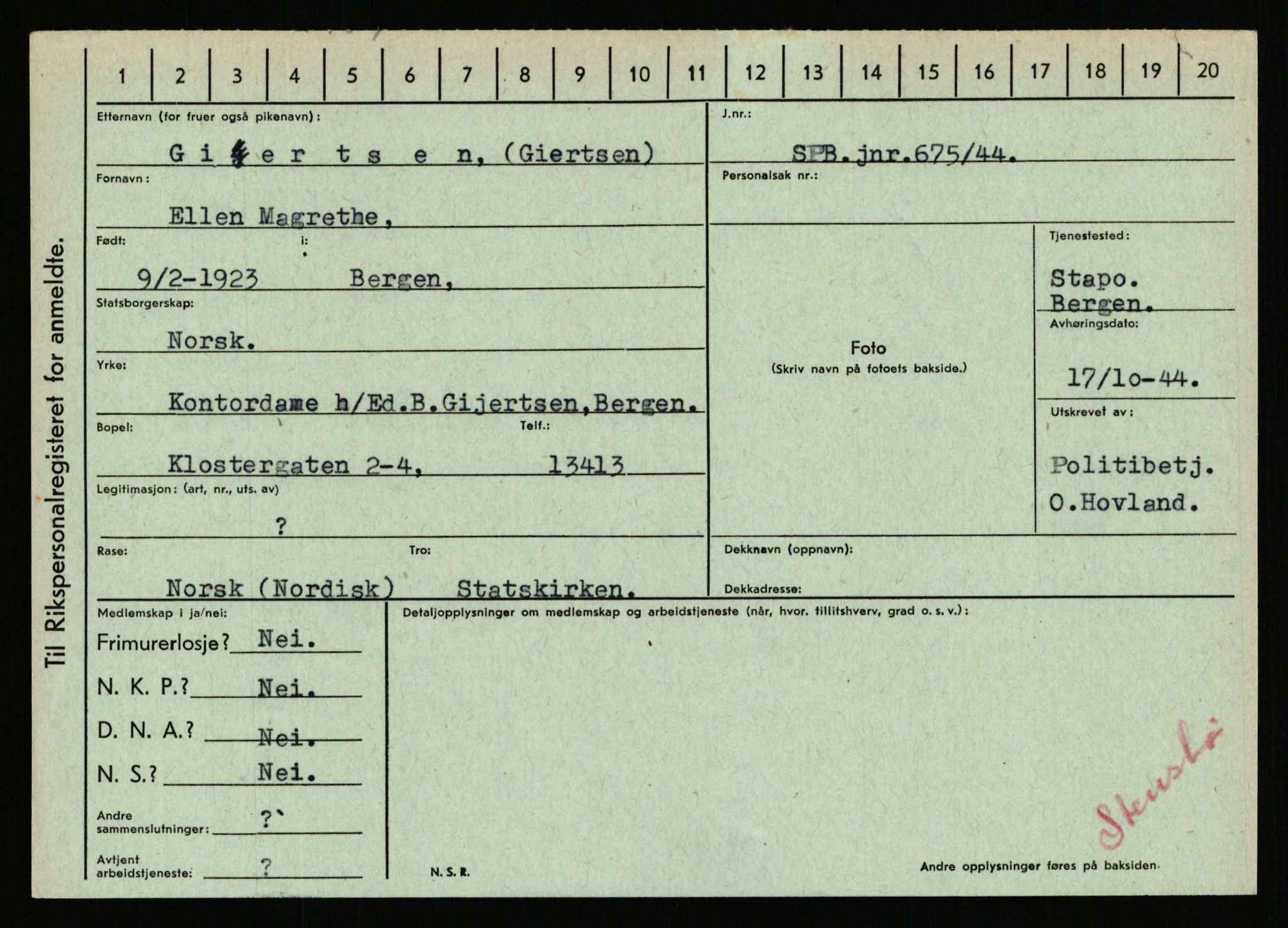 Statspolitiet - Hovedkontoret / Osloavdelingen, AV/RA-S-1329/C/Ca/L0005: Furali - Hamula, 1943-1945, p. 812