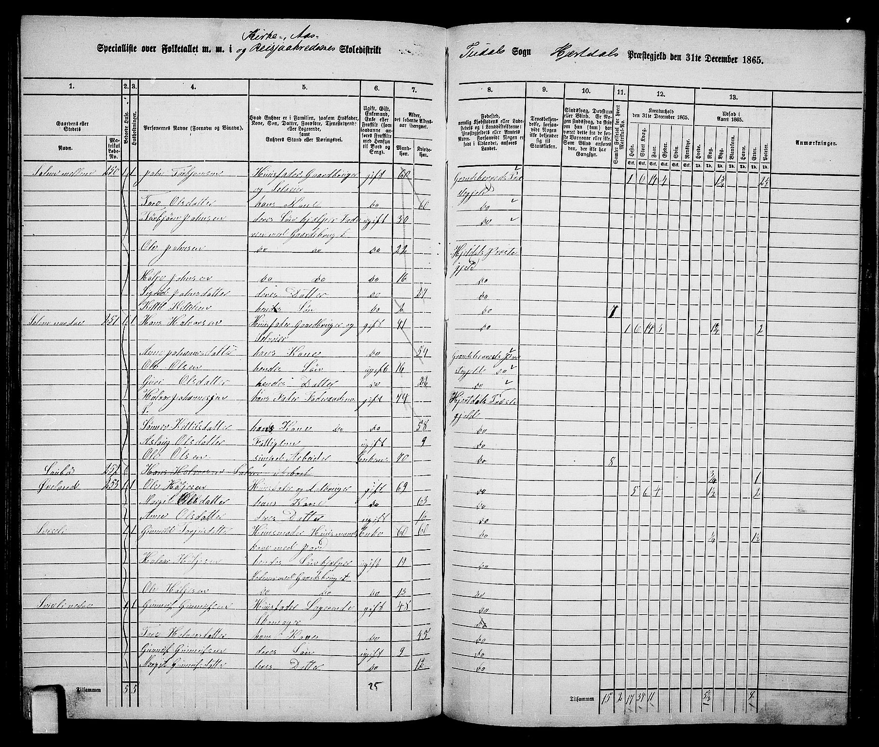 RA, 1865 census for Hjartdal, 1865, p. 124