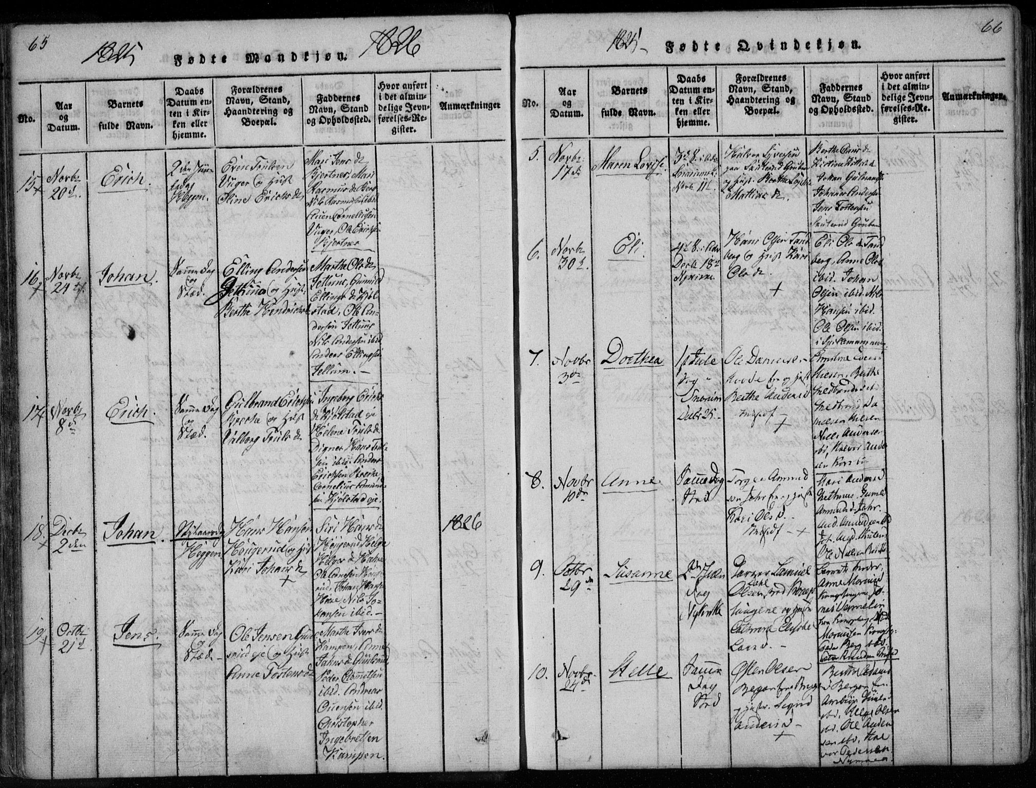 Modum kirkebøker, AV/SAKO-A-234/F/Fa/L0005: Parish register (official) no. 5, 1824-1841, p. 65-66