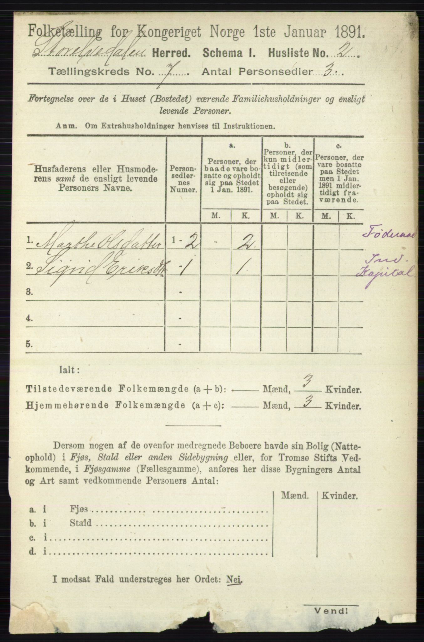 RA, 1891 census for 0430 Stor-Elvdal, 1891, p. 2549