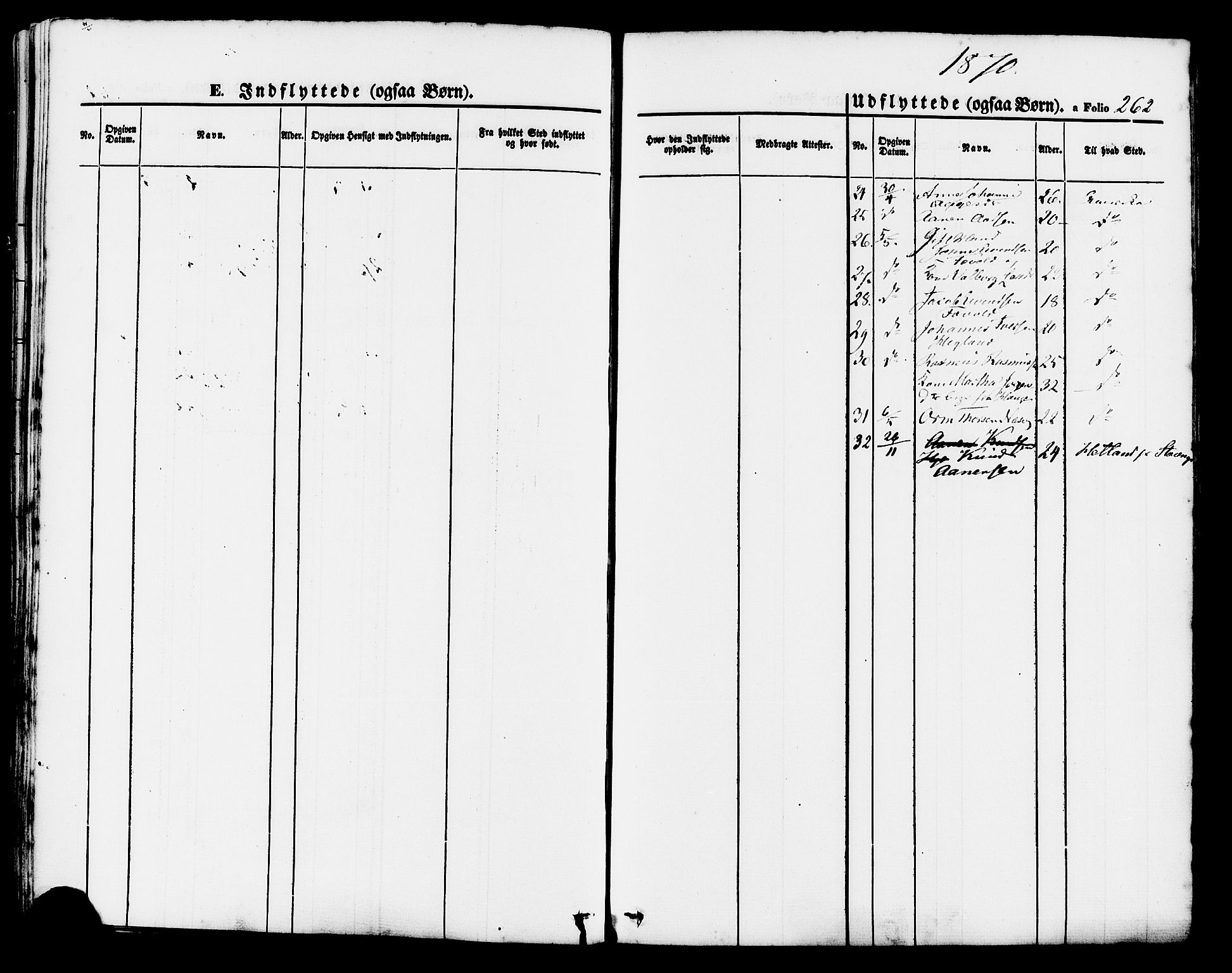 Hjelmeland sokneprestkontor, SAST/A-101843/01/IV/L0011: Parish register (official) no. A 11, 1861-1878, p. 262