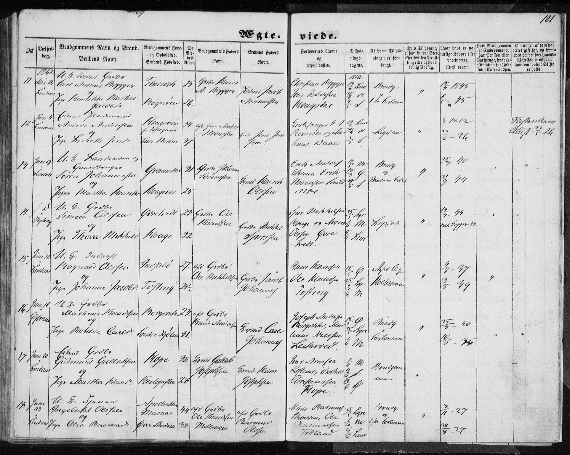 Lindås Sokneprestembete, AV/SAB-A-76701/H/Haa/Haaa/L0013: Parish register (official) no. A 13, 1848-1862, p. 181