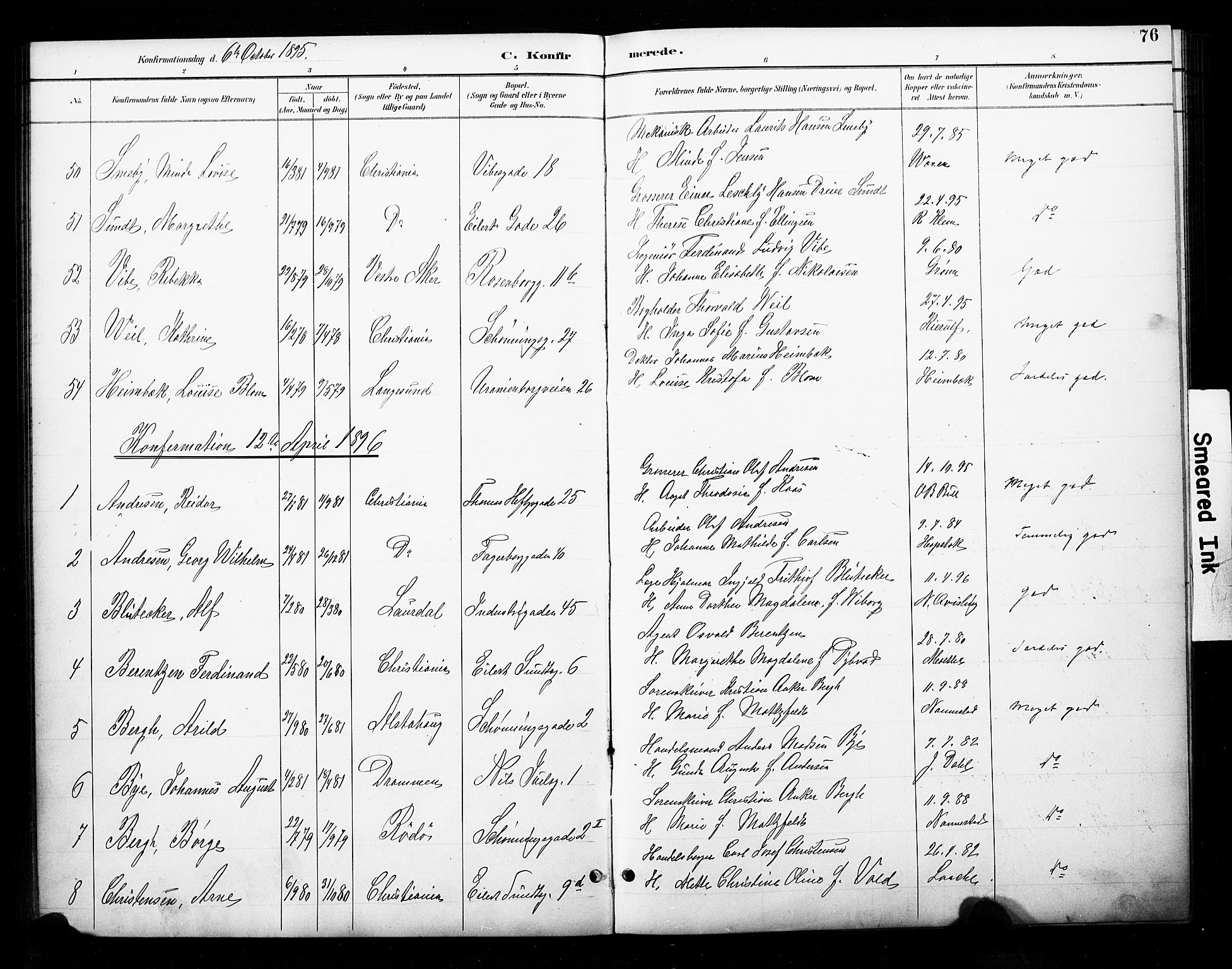 Uranienborg prestekontor Kirkebøker, SAO/A-10877/F/Fa/L0003: Parish register (official) no. 3, 1890-1904, p. 76