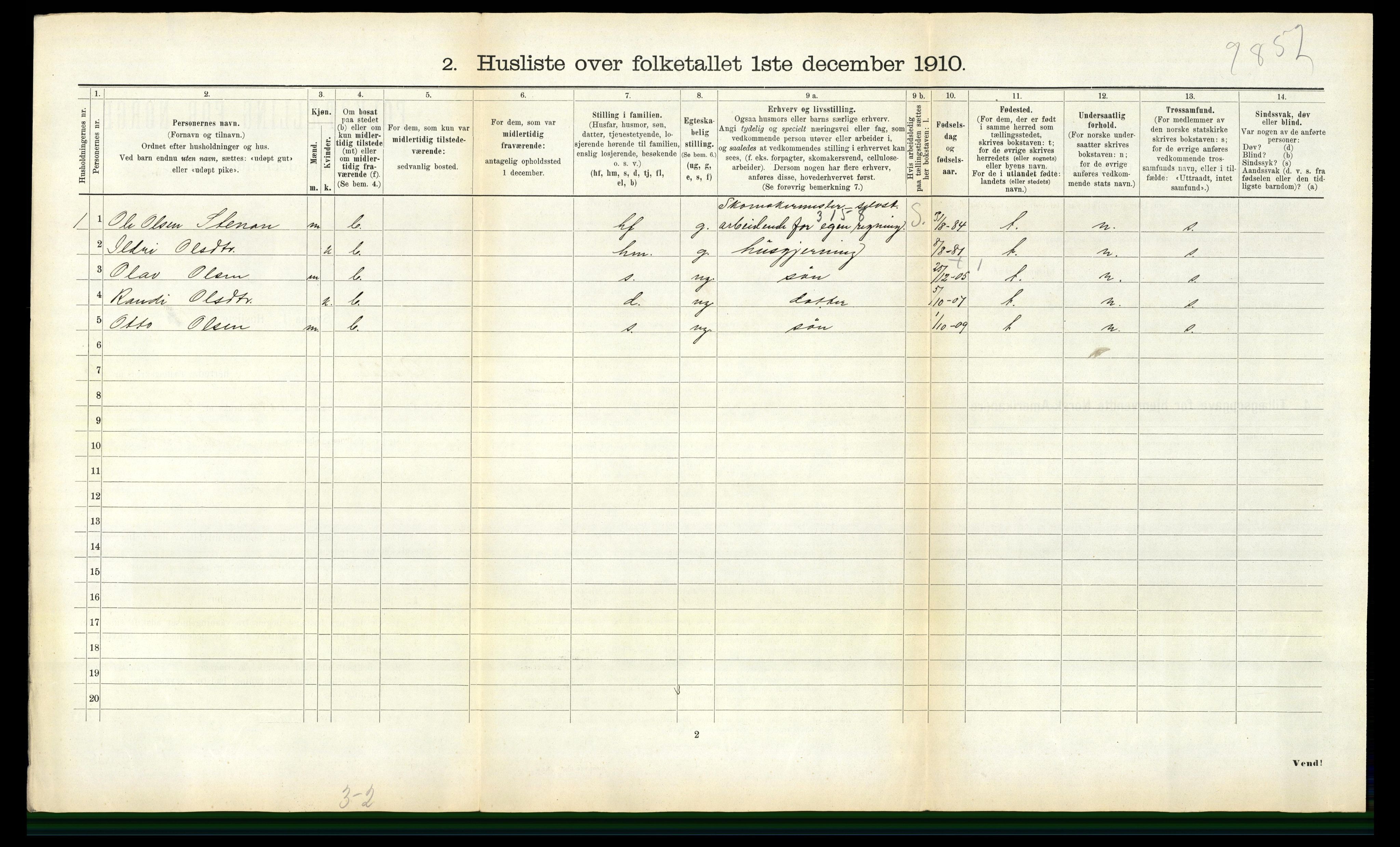 RA, 1910 census for Oppdal, 1910, p. 1218