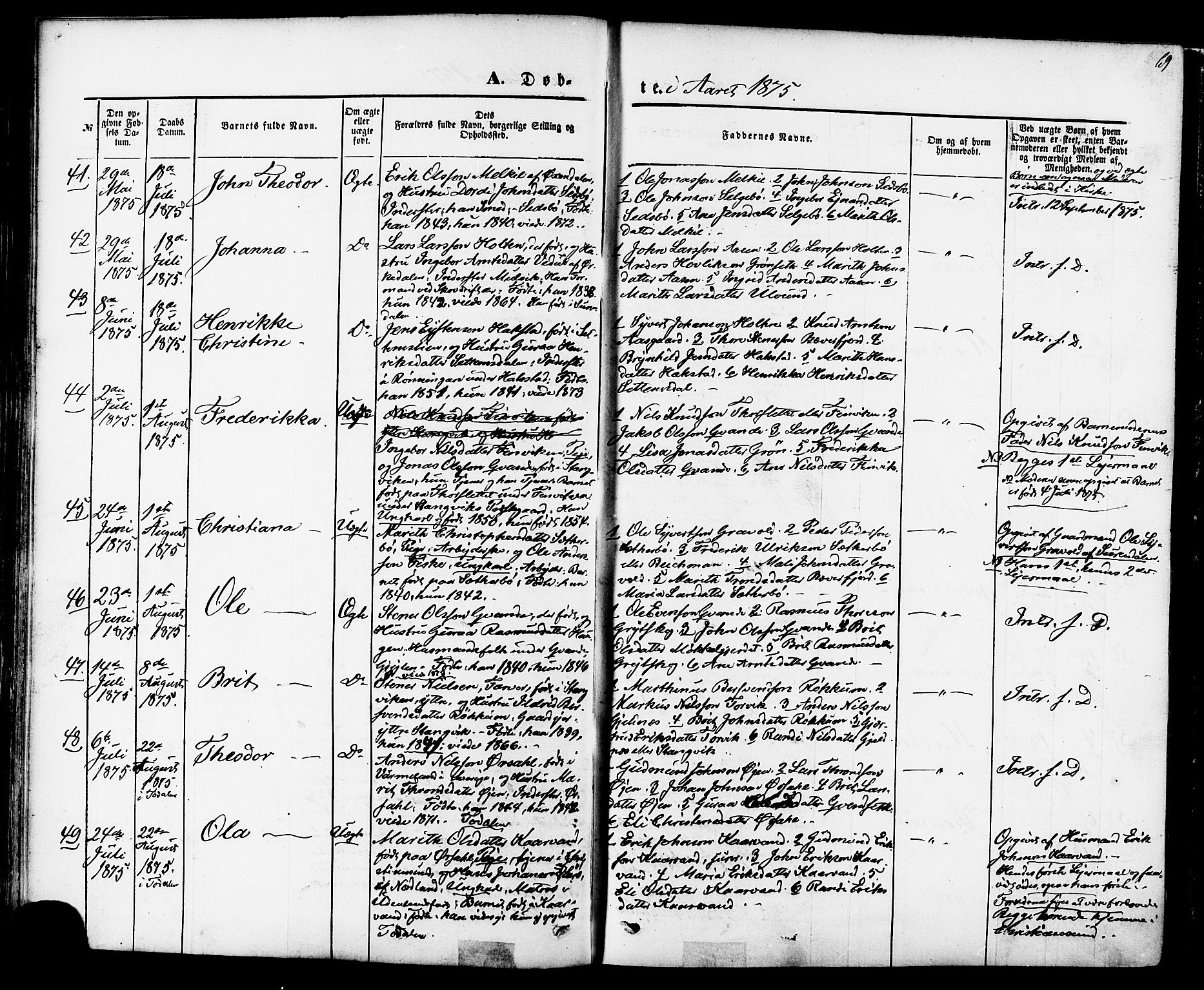 Ministerialprotokoller, klokkerbøker og fødselsregistre - Møre og Romsdal, SAT/A-1454/592/L1027: Parish register (official) no. 592A05, 1865-1878, p. 69