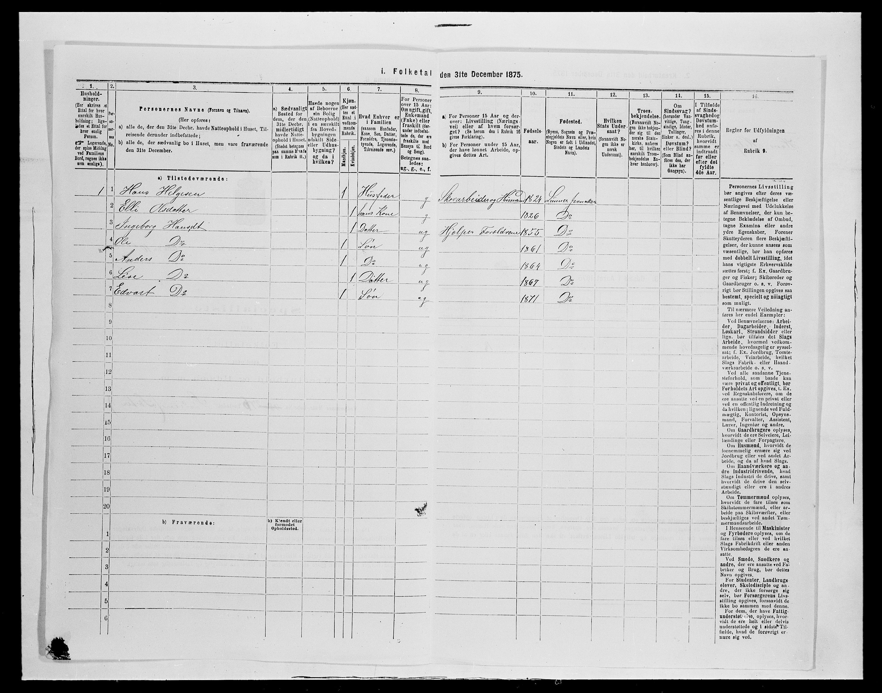 SAH, 1875 census for 0532P Jevnaker, 1875, p. 1009
