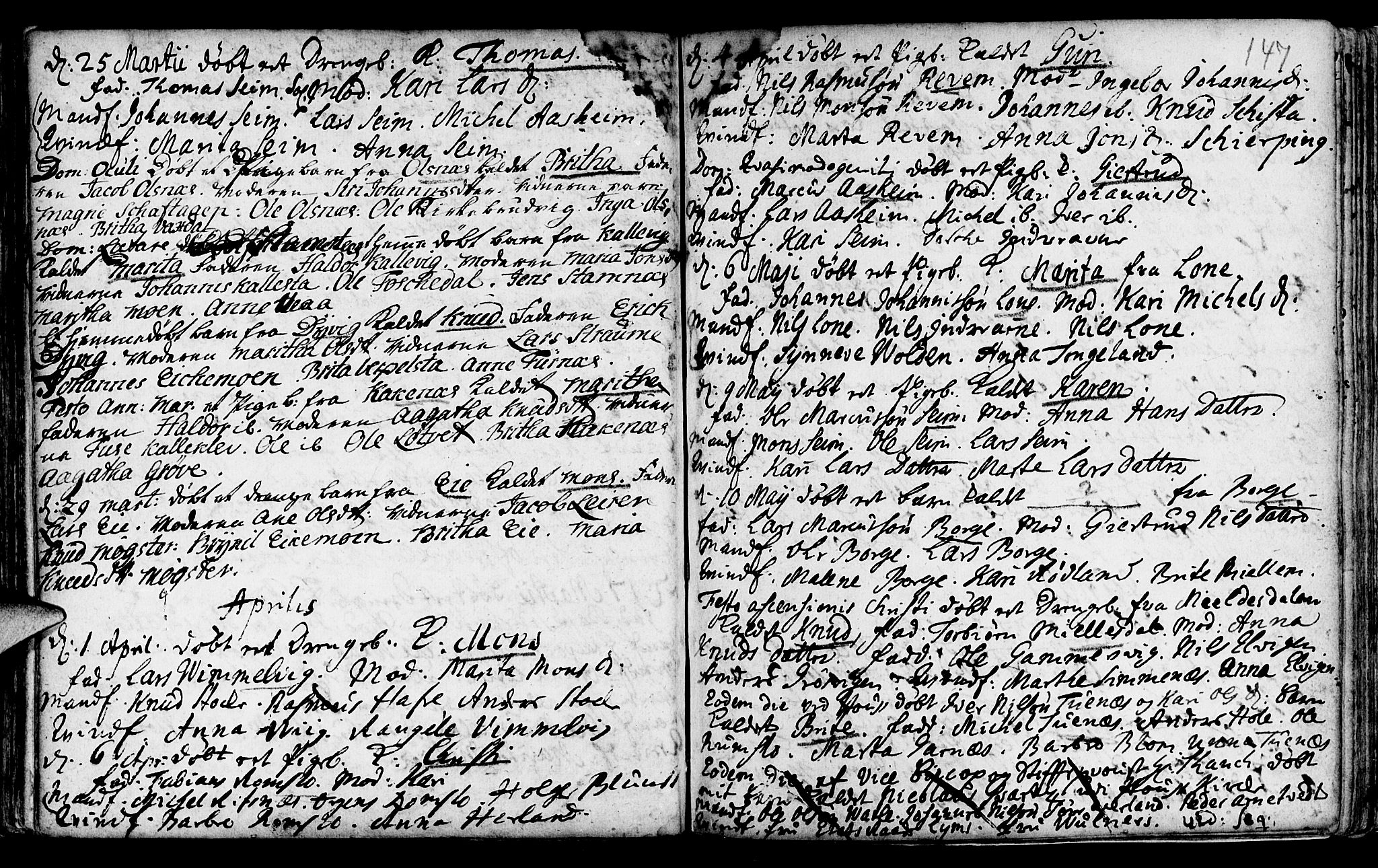 Haus sokneprestembete, SAB/A-75601/H/Haa: Parish register (official) no. A 5, 1733-1747, p. 147