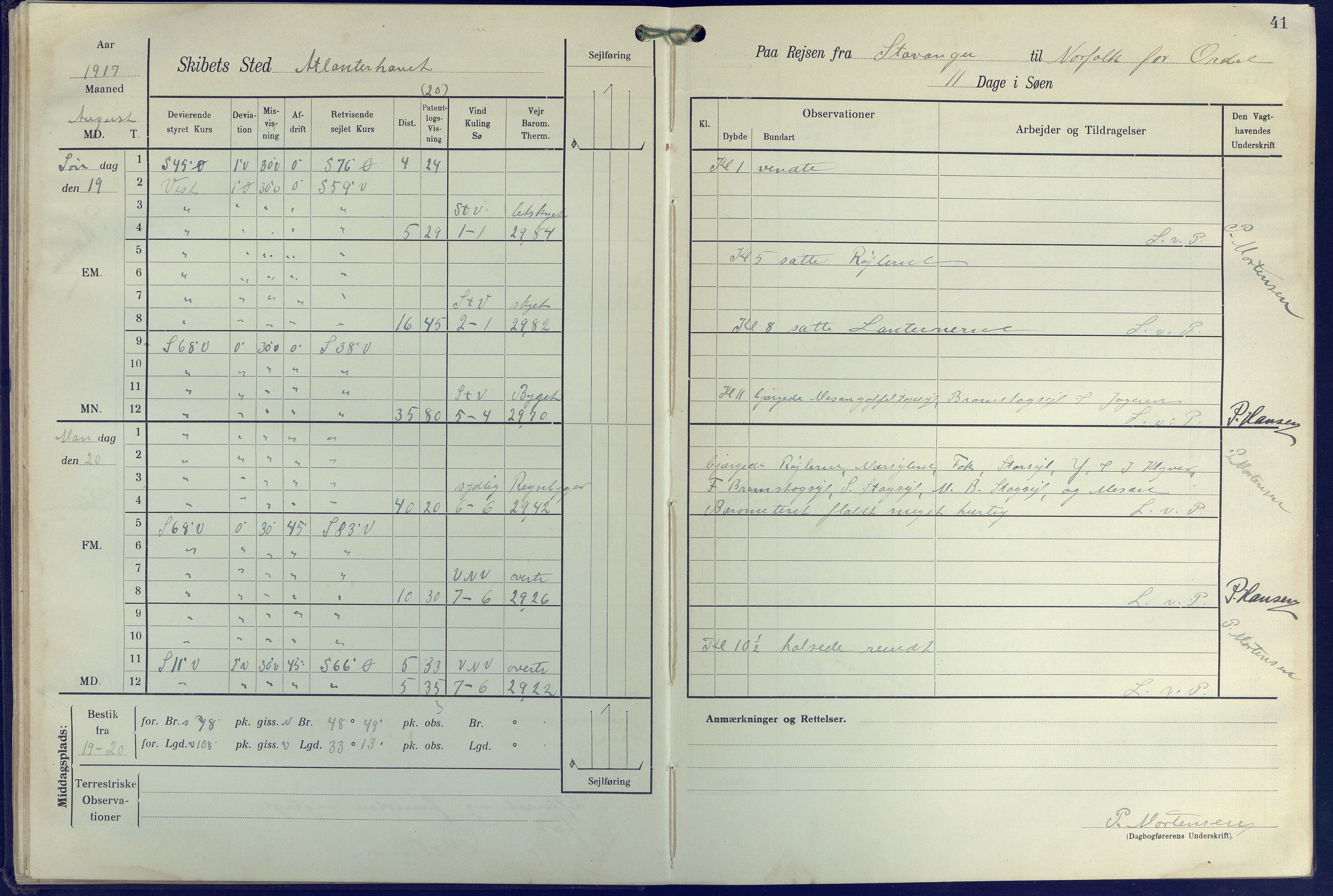 Fartøysarkivet, AAKS/PA-1934/F/L0271: Pehr Ugland (bark), 1917-1919, p. 41