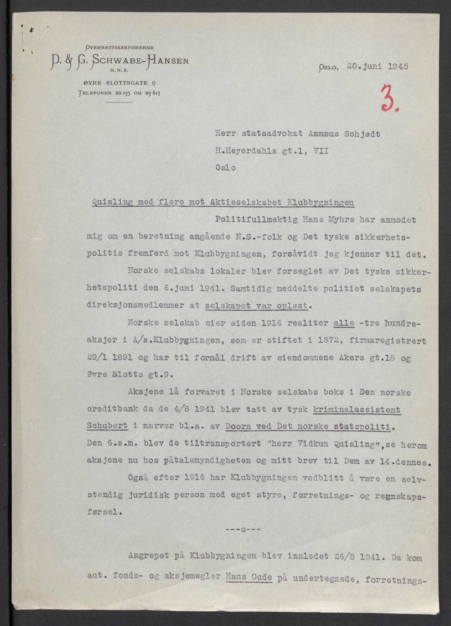 Landssvikarkivet, Oslo politikammer, AV/RA-S-3138-01/D/Da/L0003: Dnr. 29, 1945, p. 2779