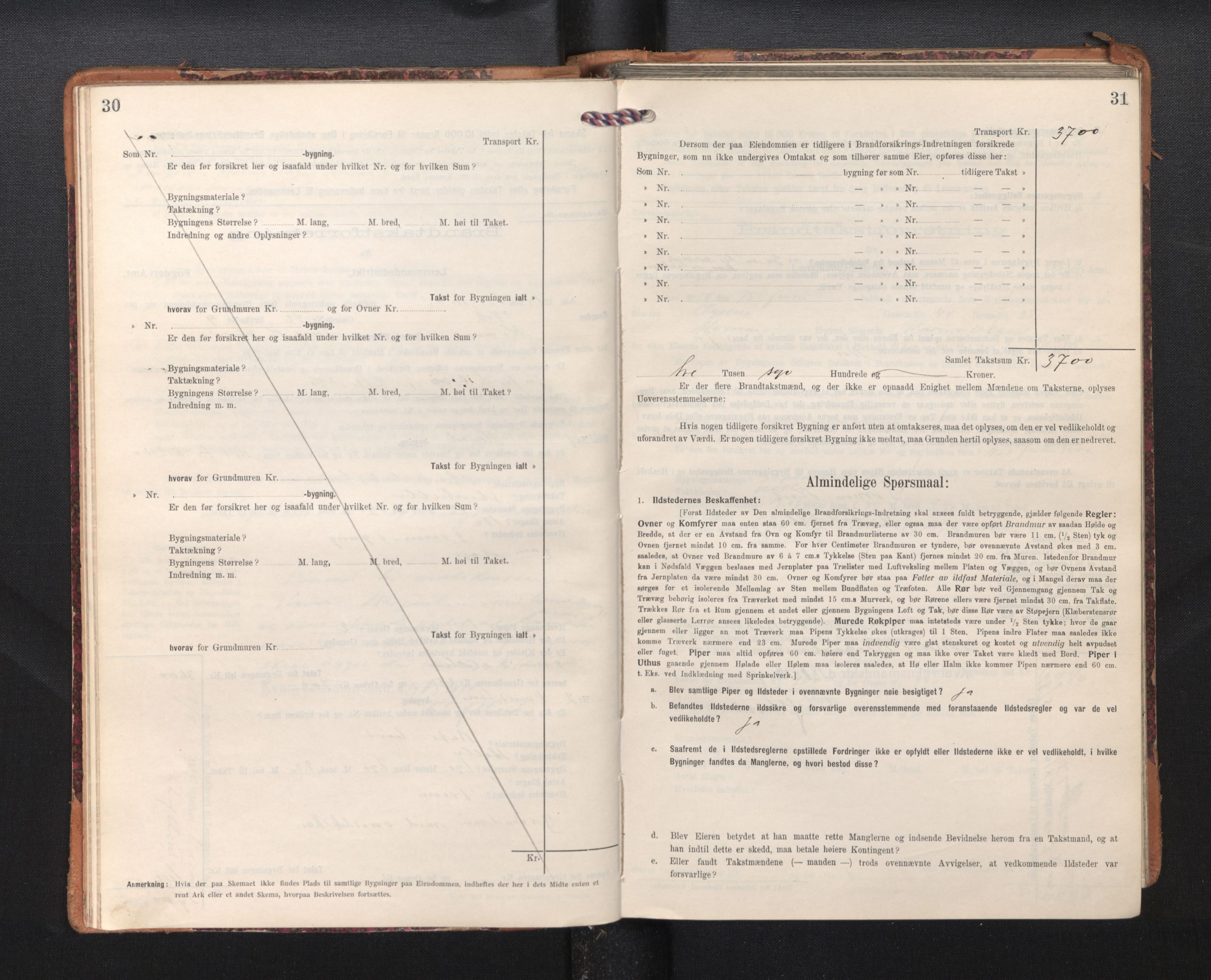 Lensmannen i Kvam, AV/SAB-A-33201/0012/L0006: Branntakstprotokoll, skjematakst, 1913-1955, p. 30-31