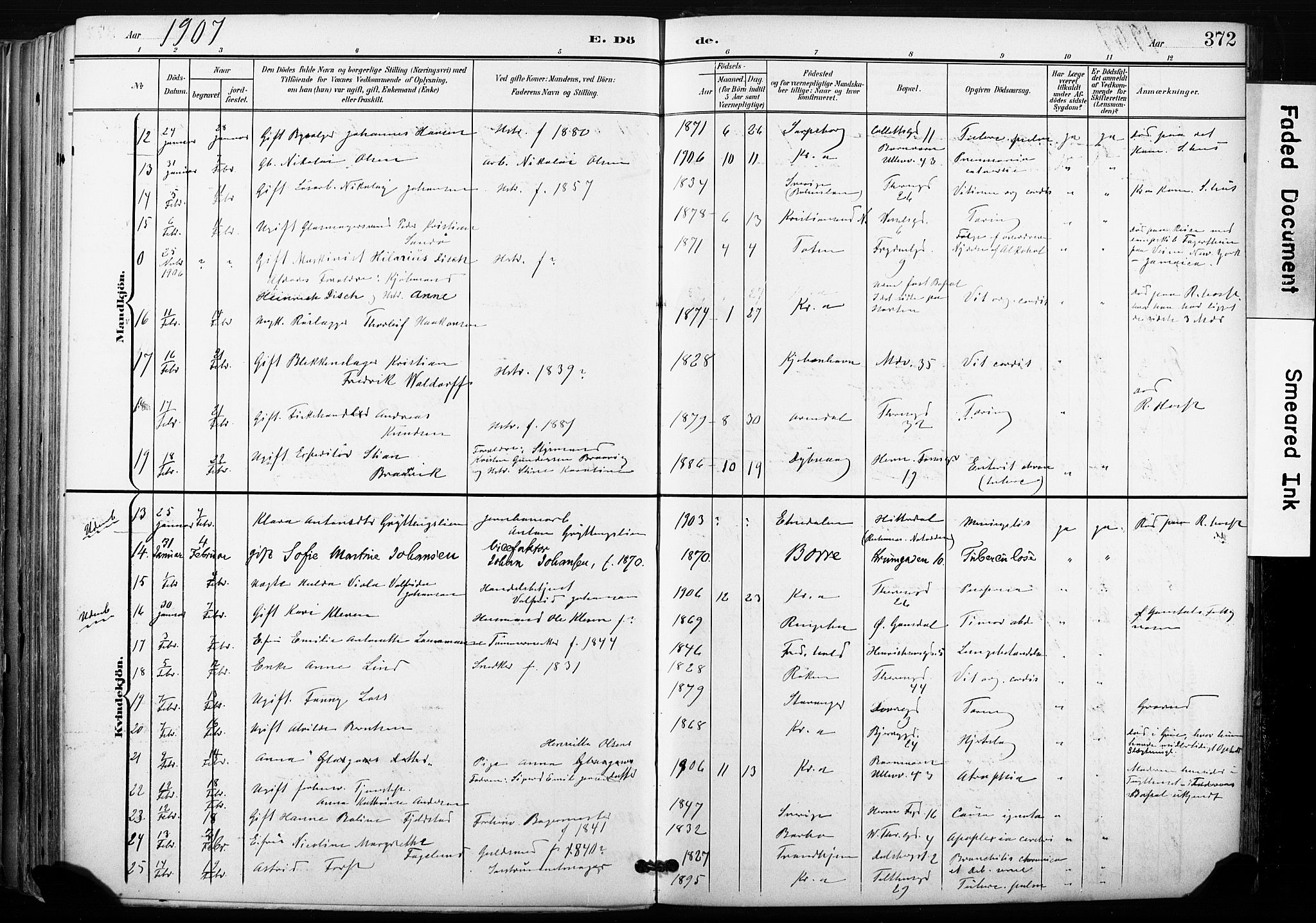 Gamle Aker prestekontor Kirkebøker, SAO/A-10617a/F/L0013: Parish register (official) no. 13, 1901-1908, p. 372