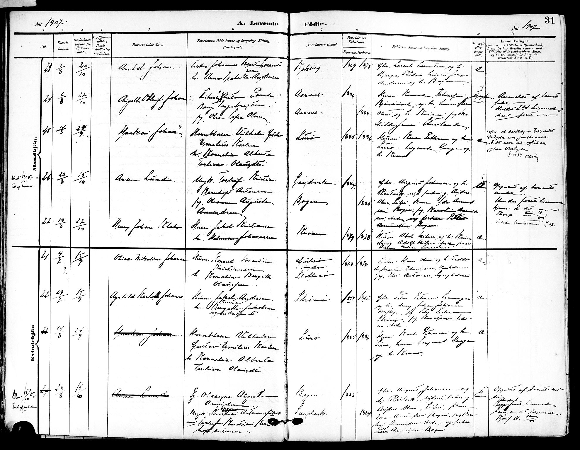 Ministerialprotokoller, klokkerbøker og fødselsregistre - Nordland, AV/SAT-A-1459/839/L0569: Parish register (official) no. 839A06, 1903-1922, p. 31