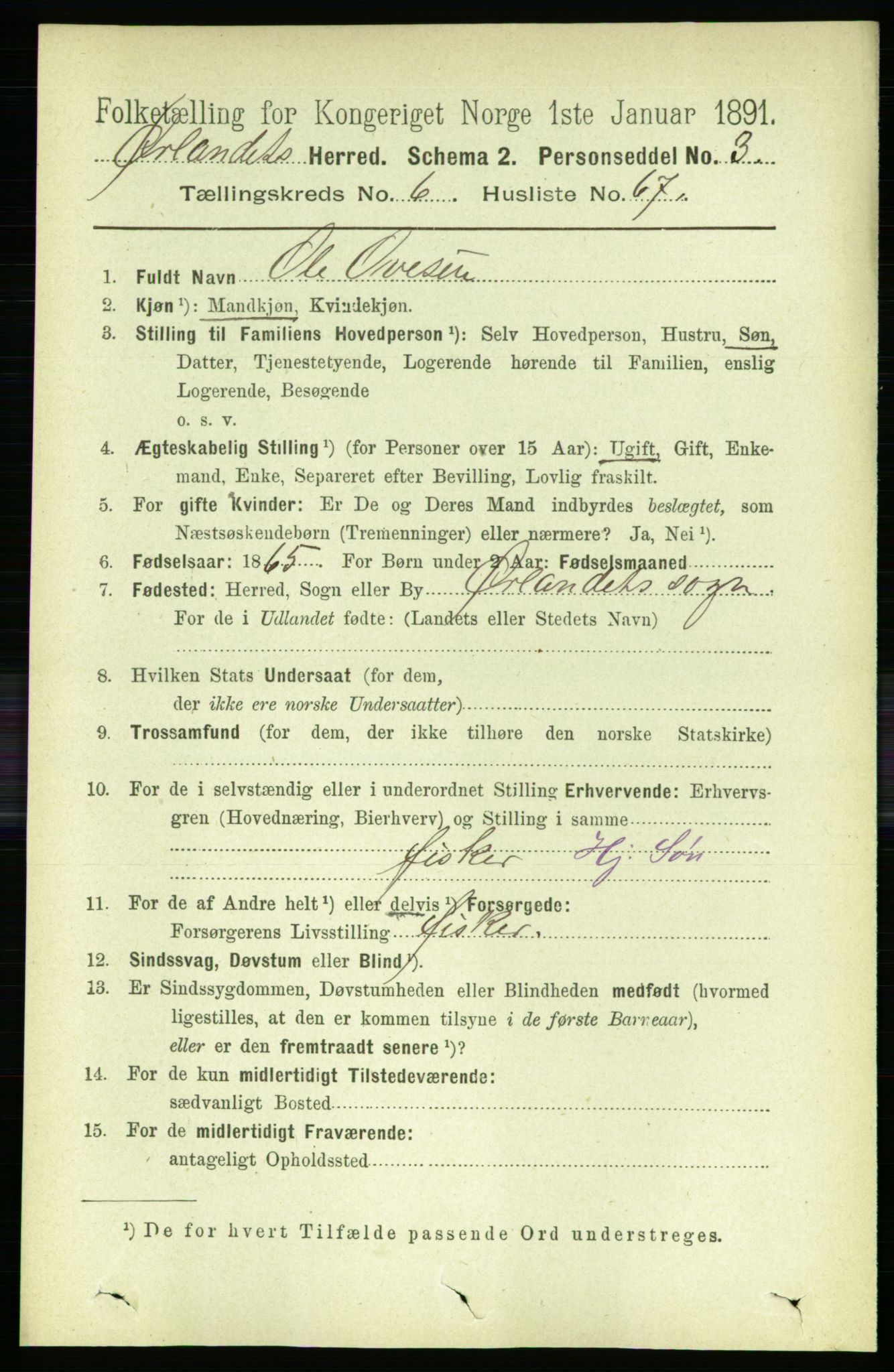 RA, 1891 census for 1621 Ørland, 1891, p. 2251