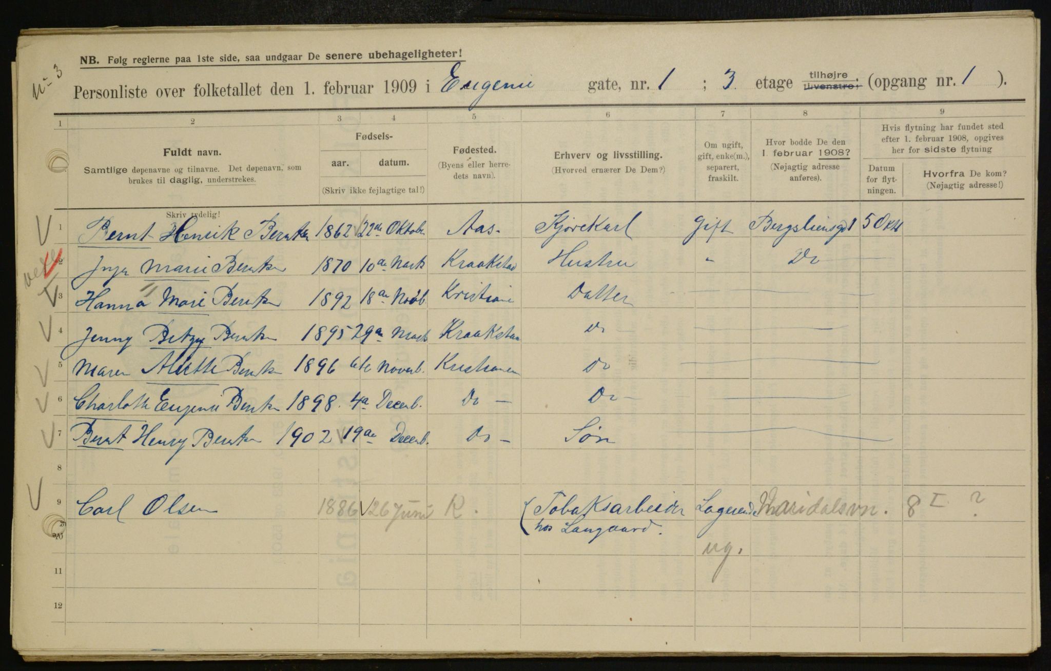 OBA, Municipal Census 1909 for Kristiania, 1909, p. 20414