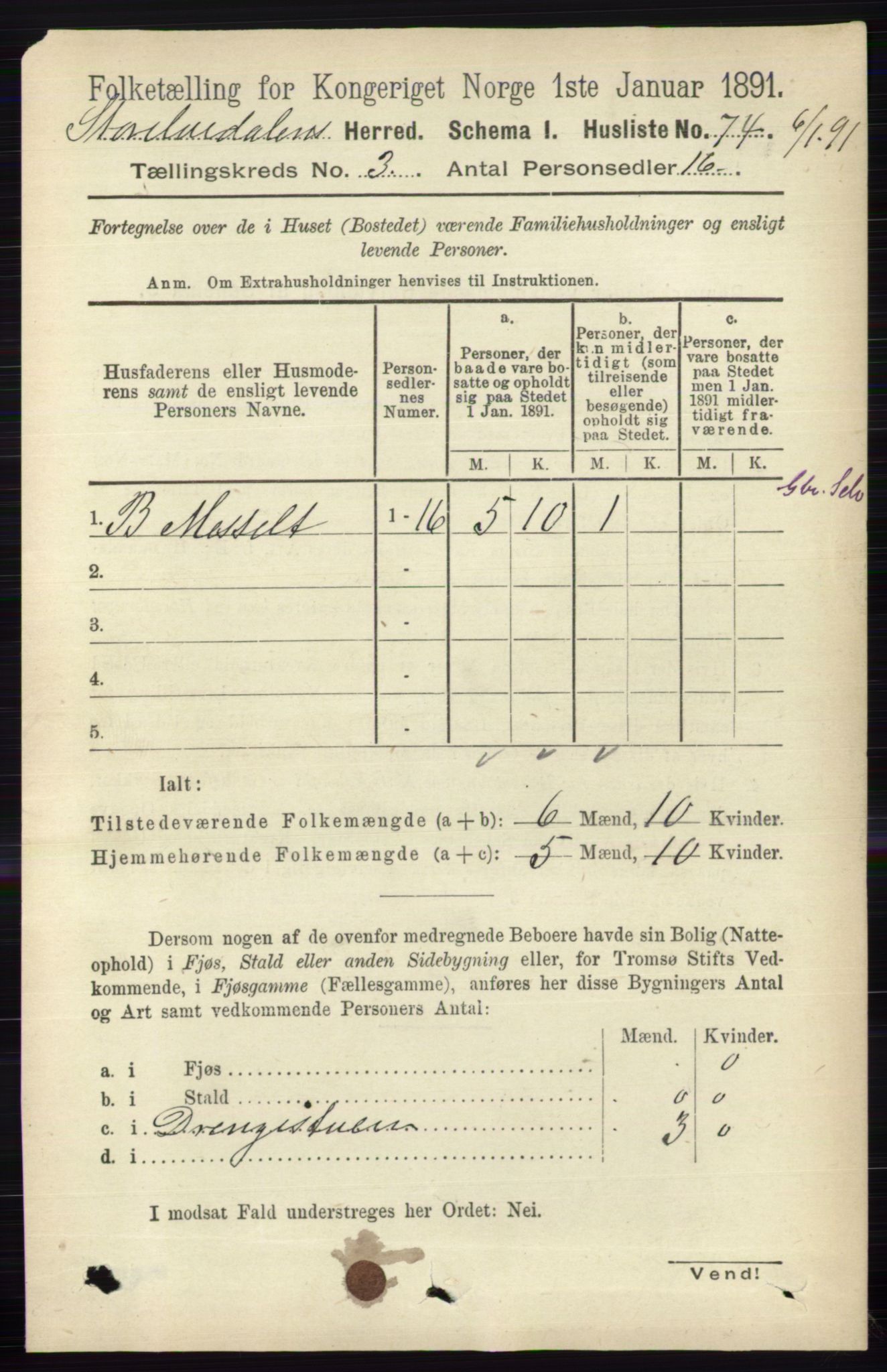 RA, 1891 census for 0430 Stor-Elvdal, 1891, p. 835