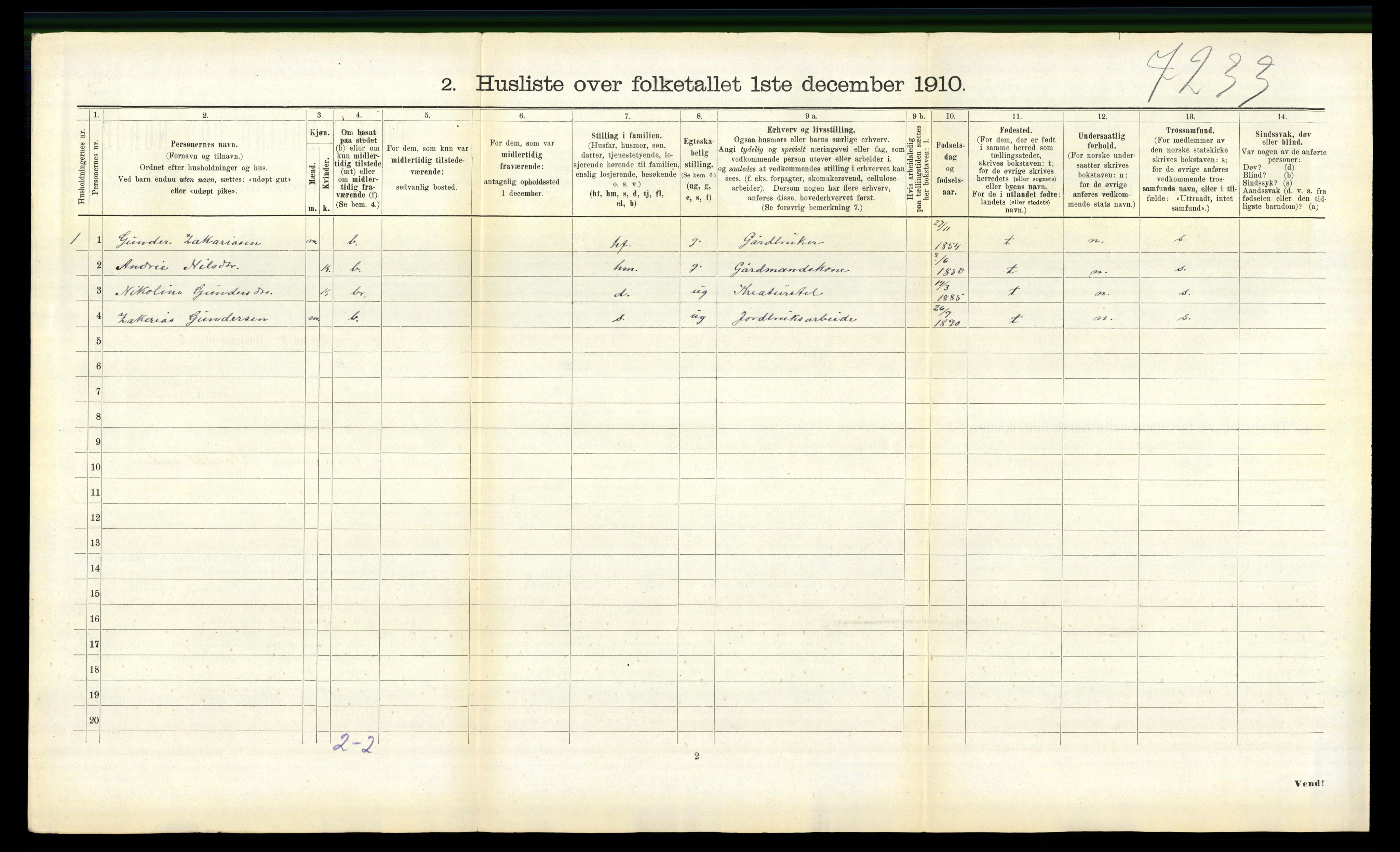 RA, 1910 census for Jølster, 1910, p. 297