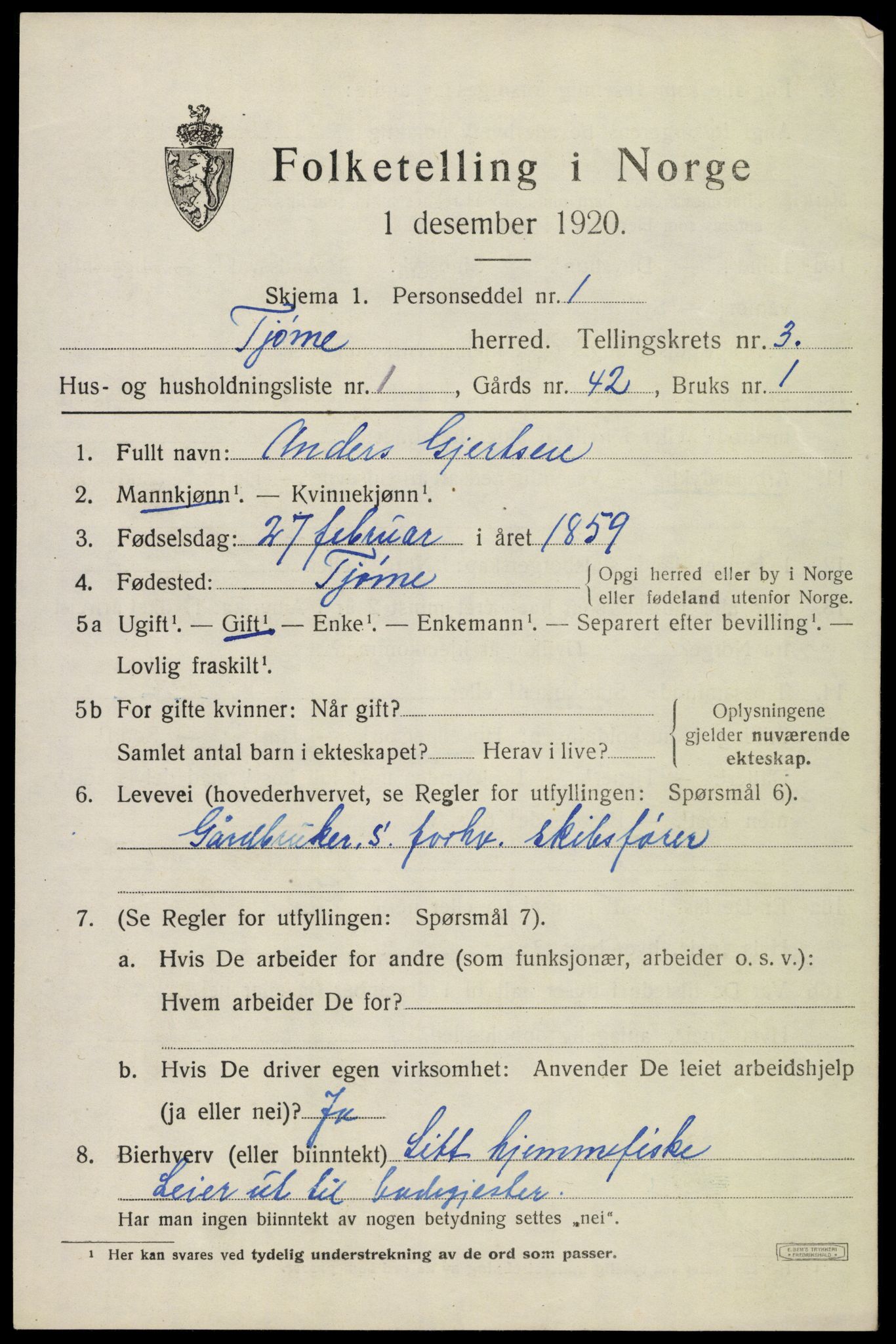 SAKO, 1920 census for Tjøme, 1920, p. 4773