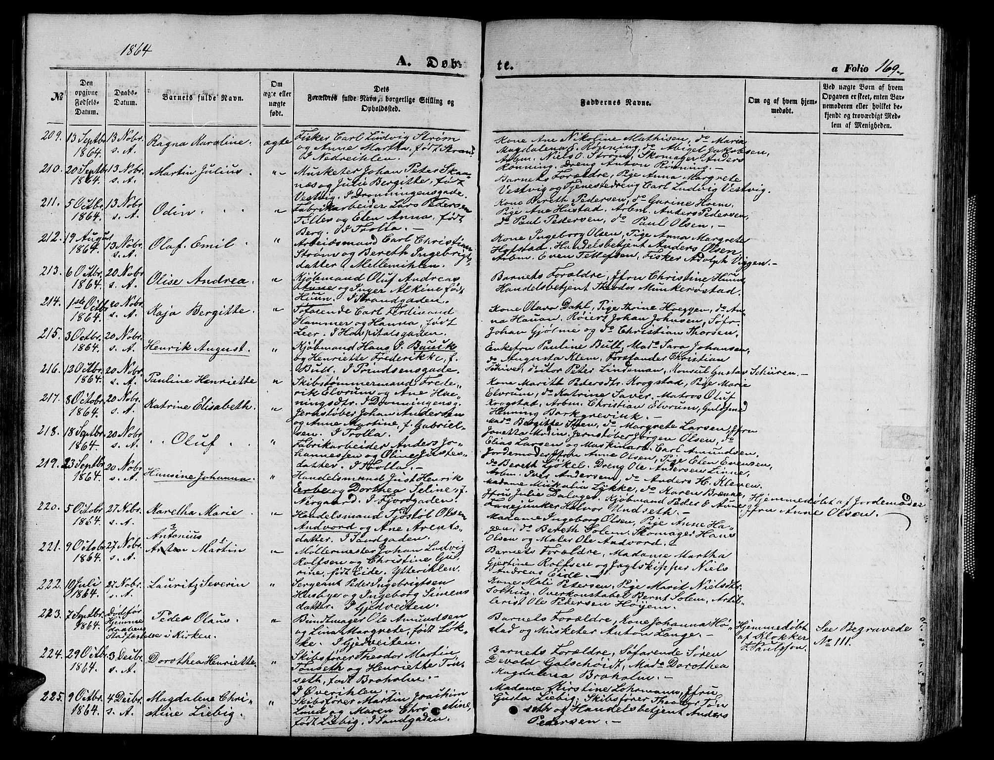 Ministerialprotokoller, klokkerbøker og fødselsregistre - Sør-Trøndelag, AV/SAT-A-1456/602/L0139: Parish register (copy) no. 602C07, 1859-1864, p. 169