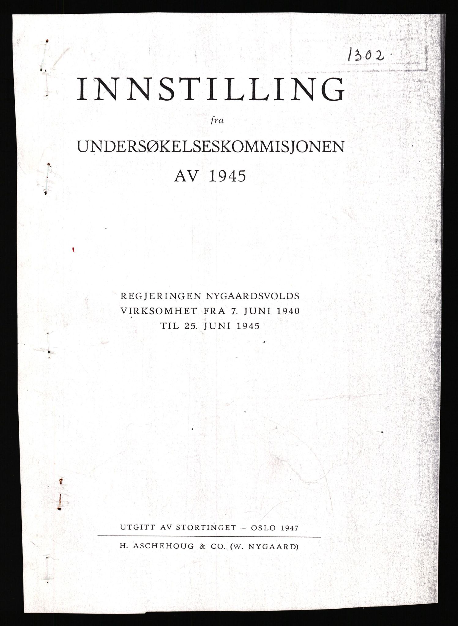 Forsvaret, Forsvarets krigshistoriske avdeling, AV/RA-RAFA-2017/Y/Yf/L0210: II.C.11.2130-2136 - Den norske regjering i London., 1940-1959, p. 2