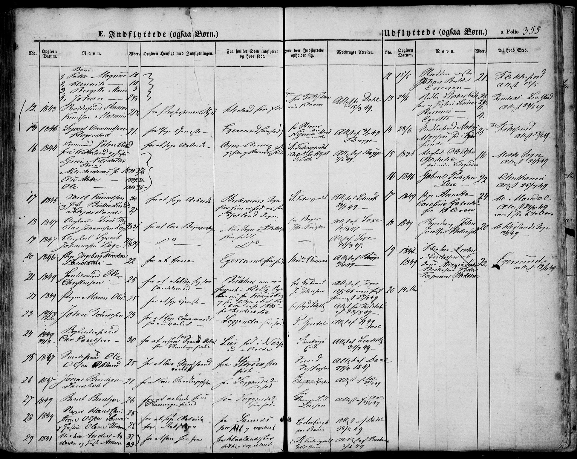 Domkirken sokneprestkontor, SAST/A-101812/001/30/30BA/L0016: Parish register (official) no. A 15, 1844-1854, p. 355
