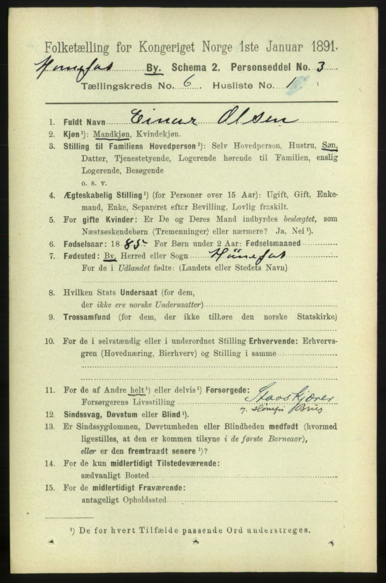 RA, 1891 census for 0601 Hønefoss, 1891, p. 1014