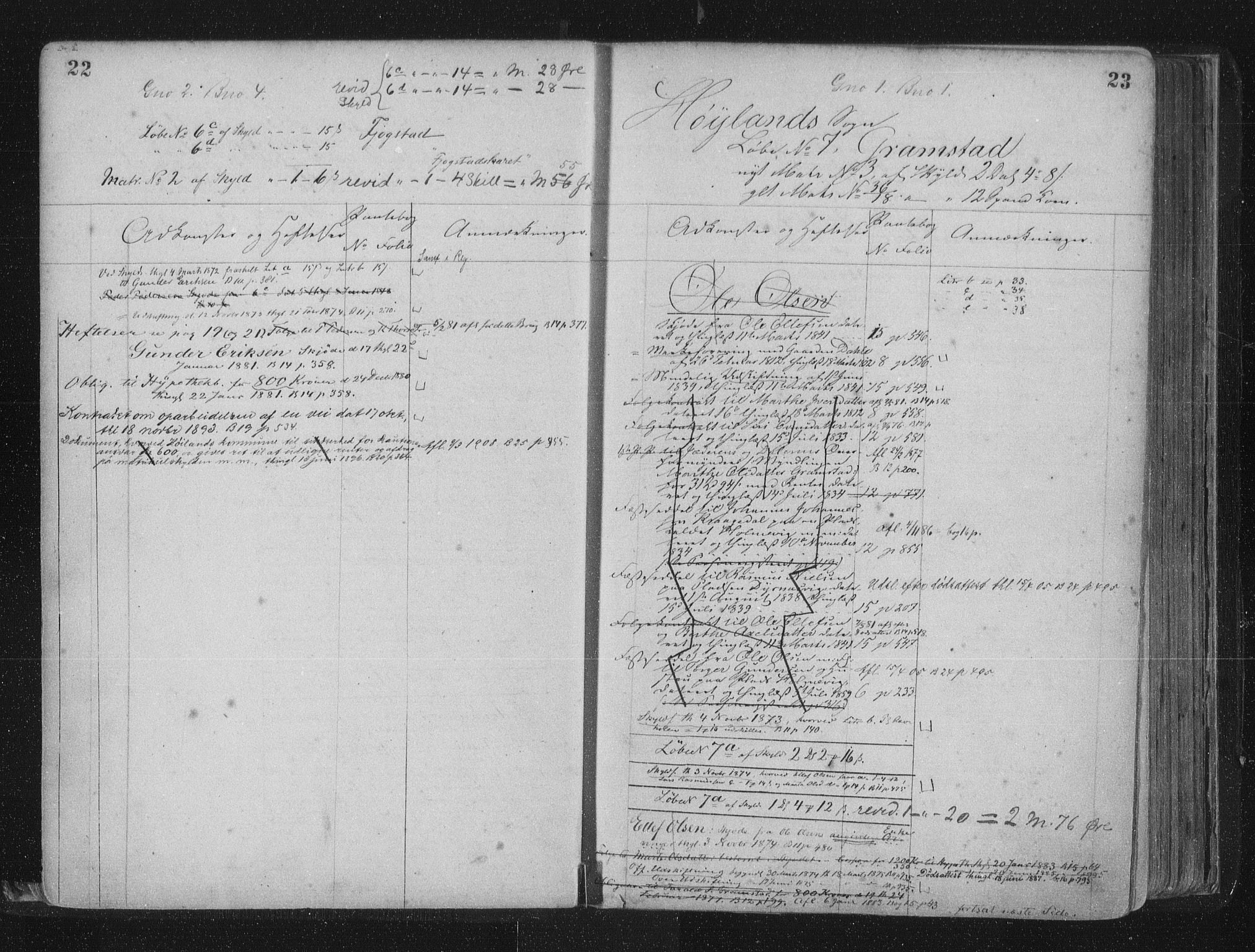 Jæren sorenskriveri, SAST/A-100310/01/4/41/41ABC/L0001: Mortgage register no. 41 ABC1, 1869, p. 22-23