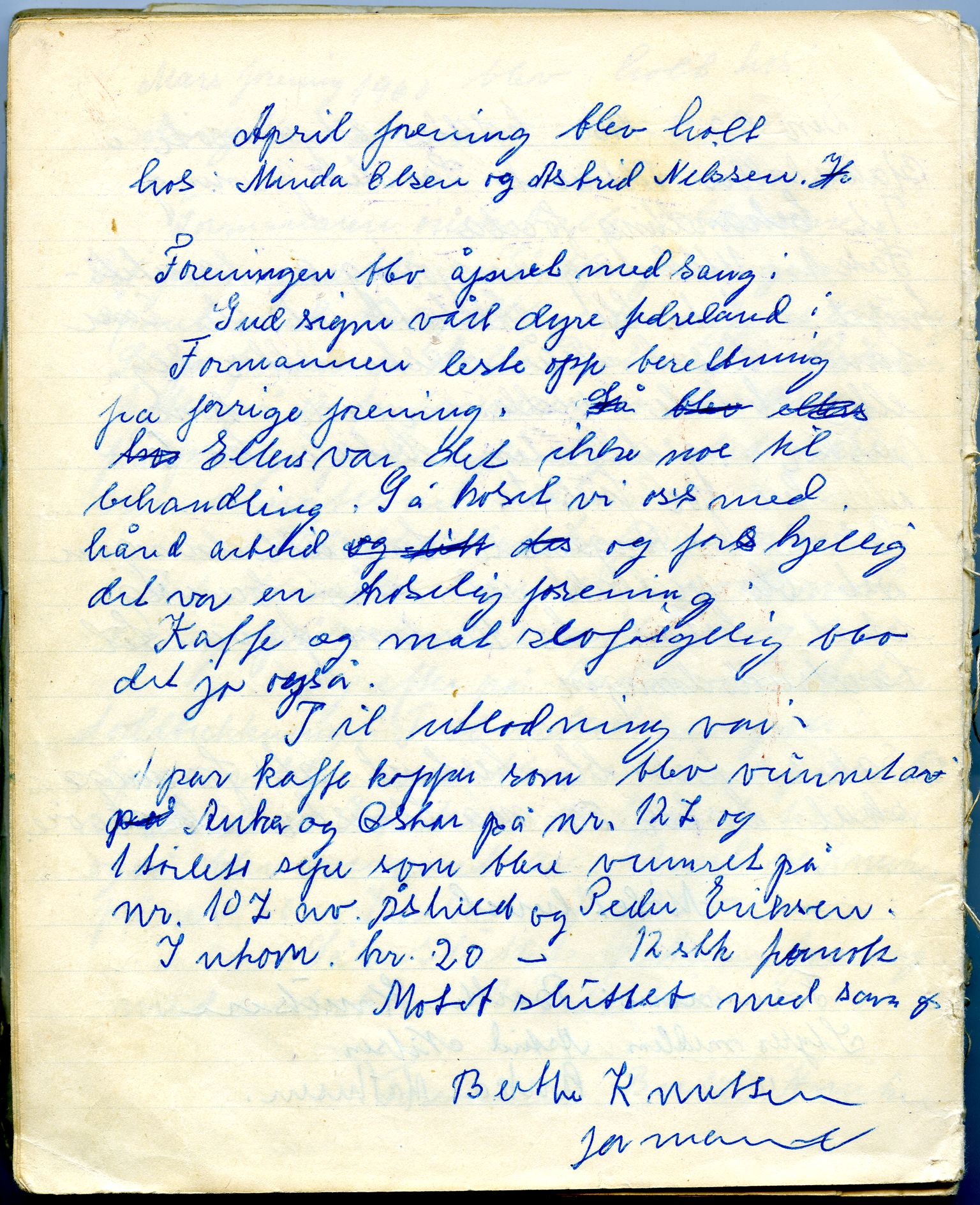 Hakkstabben-Altneset sanitetsforening, FMFB/A-1008/A/L0001: Møteprotokoll, 1947-1960