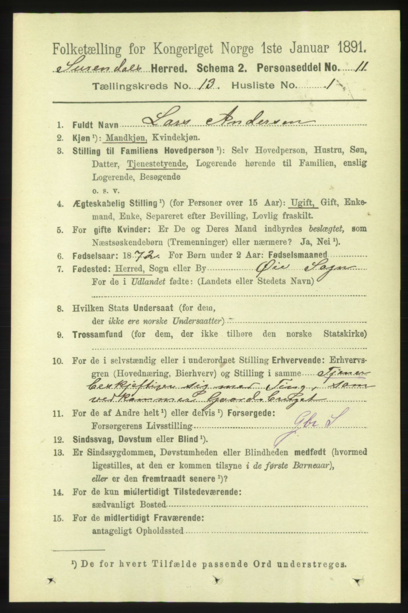 RA, 1891 census for 1566 Surnadal, 1891, p. 3177