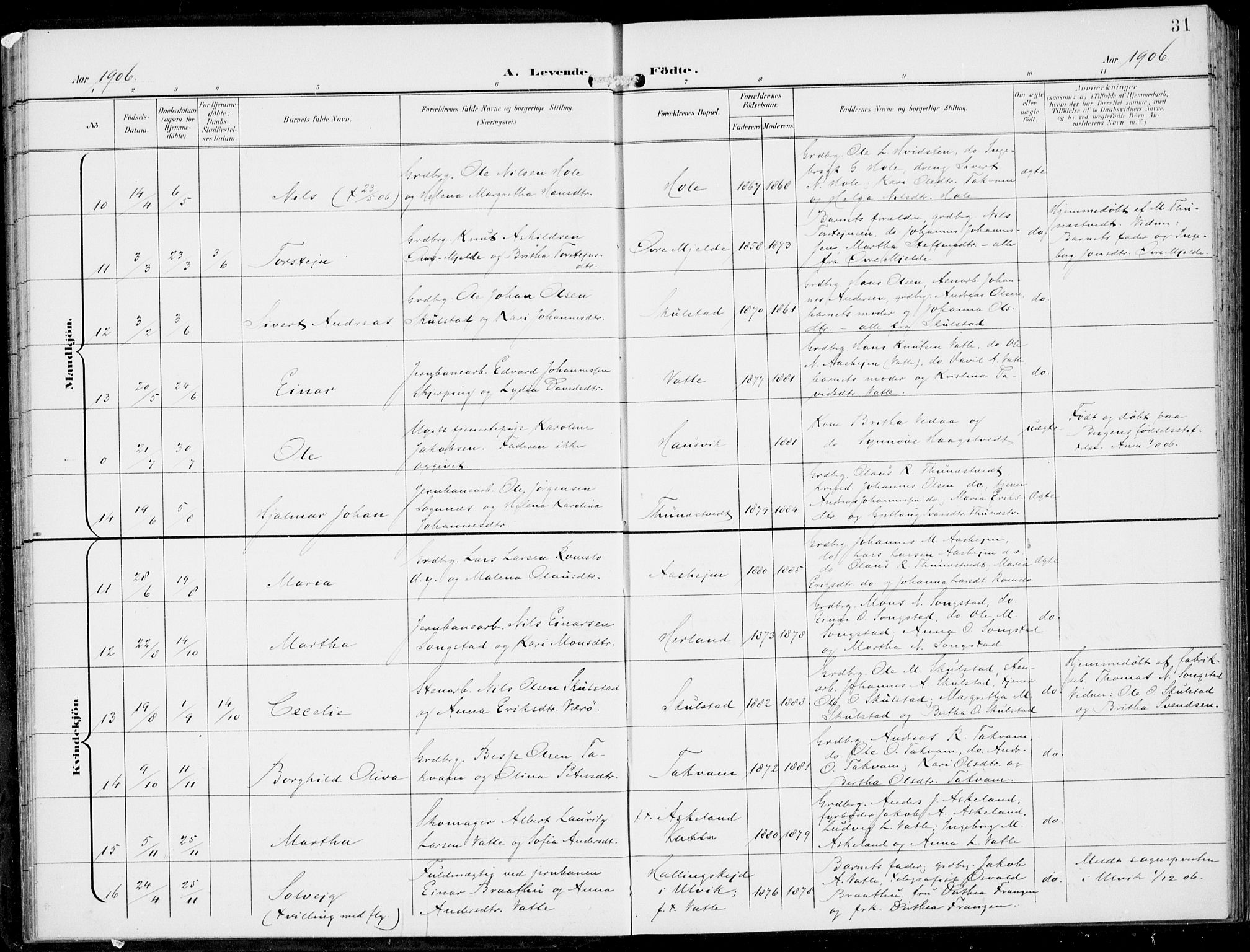Haus sokneprestembete, SAB/A-75601/H/Haa: Parish register (official) no. B  2, 1899-1912, p. 31