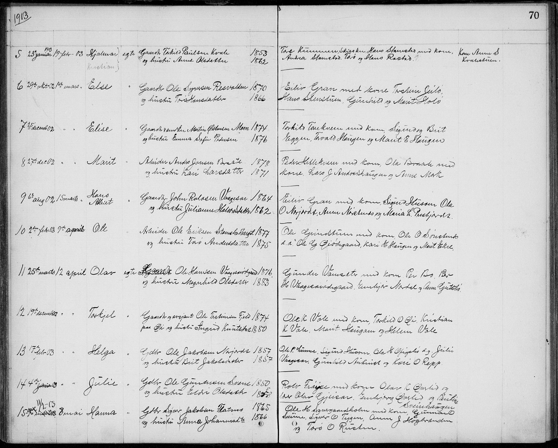 Lom prestekontor, AV/SAH-PREST-070/L/L0013: Parish register (copy) no. 13, 1874-1938, p. 70