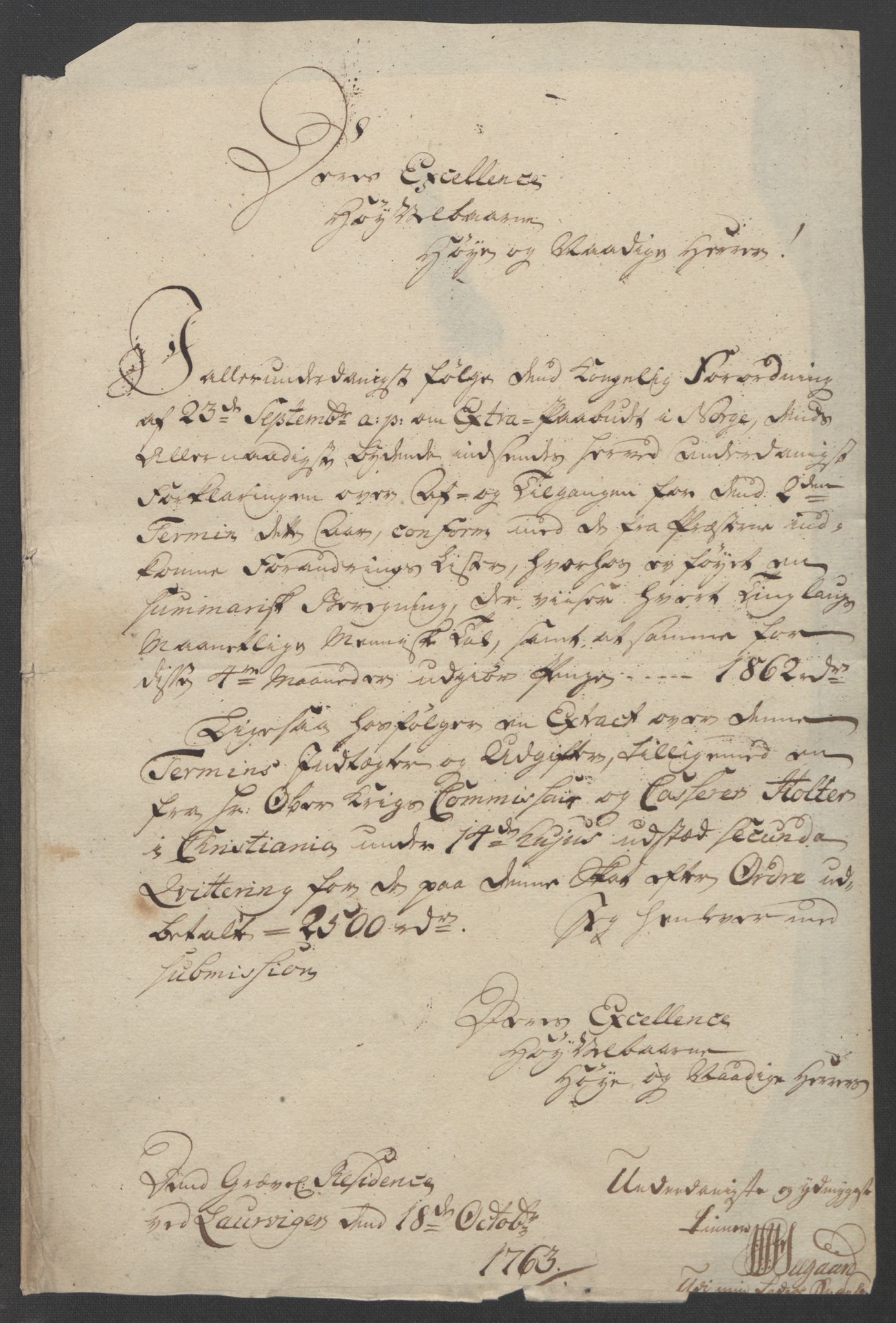 Rentekammeret inntil 1814, Reviderte regnskaper, Fogderegnskap, AV/RA-EA-4092/R33/L2033: Ekstraskatten Larvik grevskap, 1762-1764, p. 394