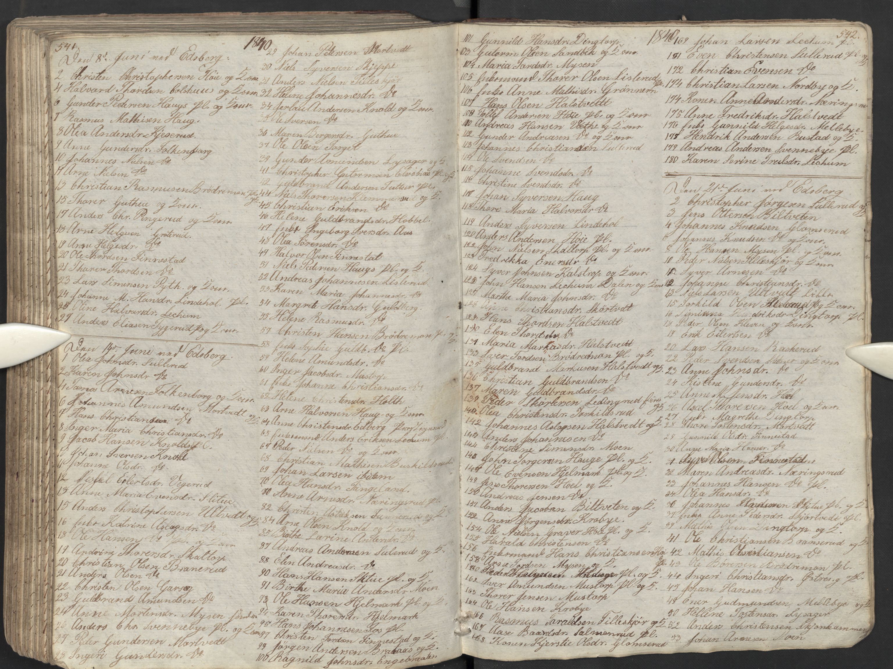 Eidsberg prestekontor Kirkebøker, AV/SAO-A-10905/M/Ma/L0002: Communicants register no. I 2, 1821-1841, p. 541-542