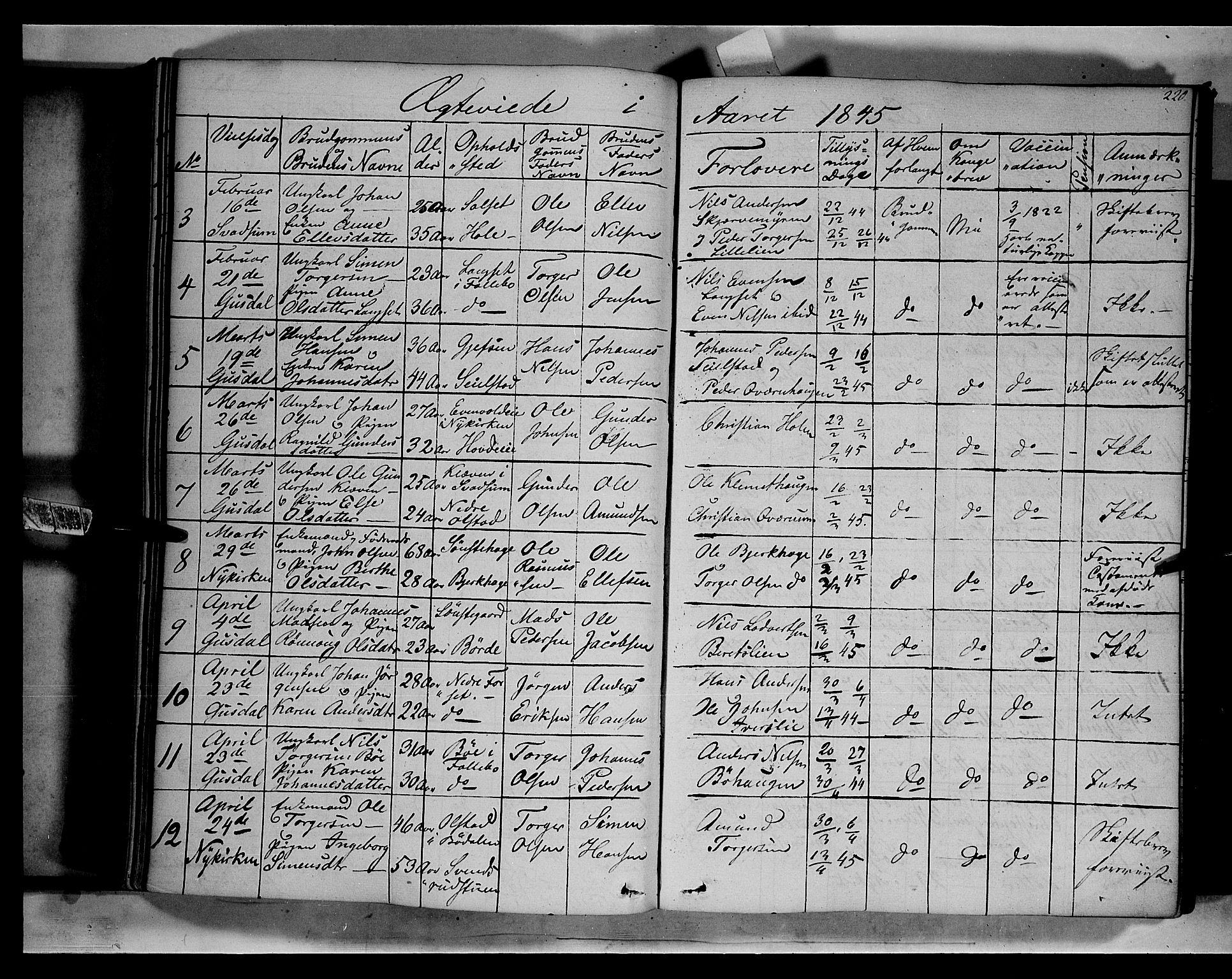 Gausdal prestekontor, SAH/PREST-090/H/Ha/Haa/L0007: Parish register (official) no. 7, 1840-1850, p. 220