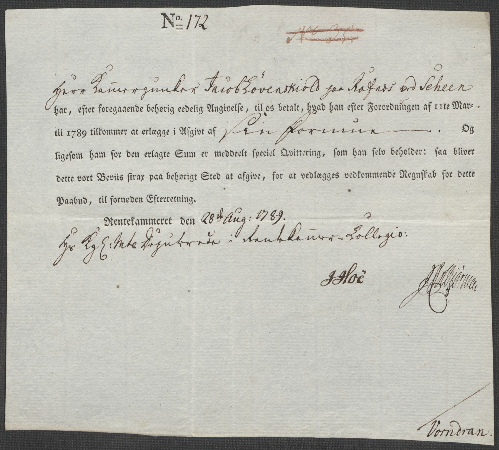 Rentekammeret inntil 1814, Reviderte regnskaper, Mindre regnskaper, AV/RA-EA-4068/Rf/Rfe/L0043: Skien, Solør og Odalen fogderi, 1789, p. 20