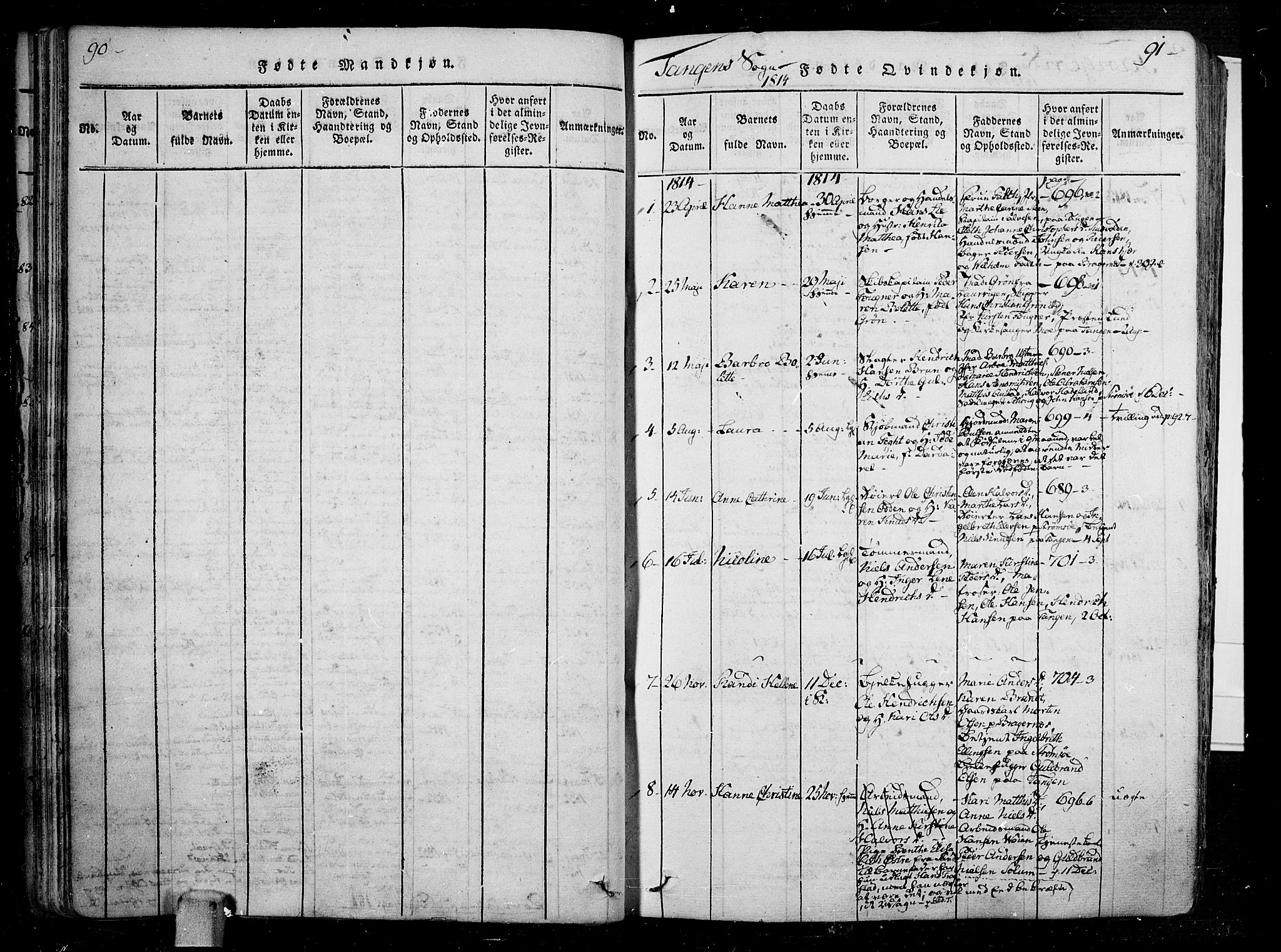 Skoger kirkebøker, AV/SAKO-A-59/F/Fa/L0002: Parish register (official) no. I 2 /2, 1814-1842, p. 90-91