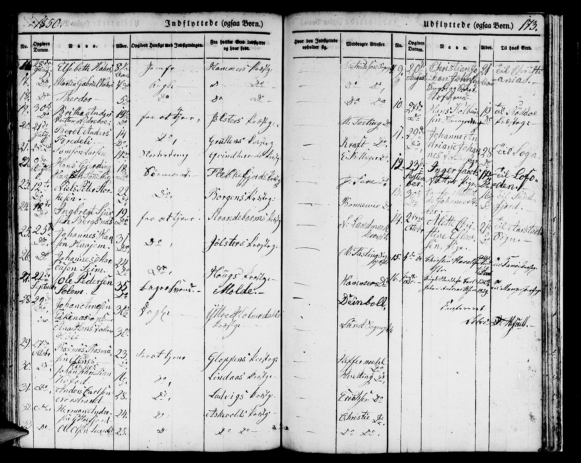 Domkirken sokneprestembete, SAB/A-74801/H/Hab/L0029: Parish register (copy) no. D 1, 1839-1857, p. 173