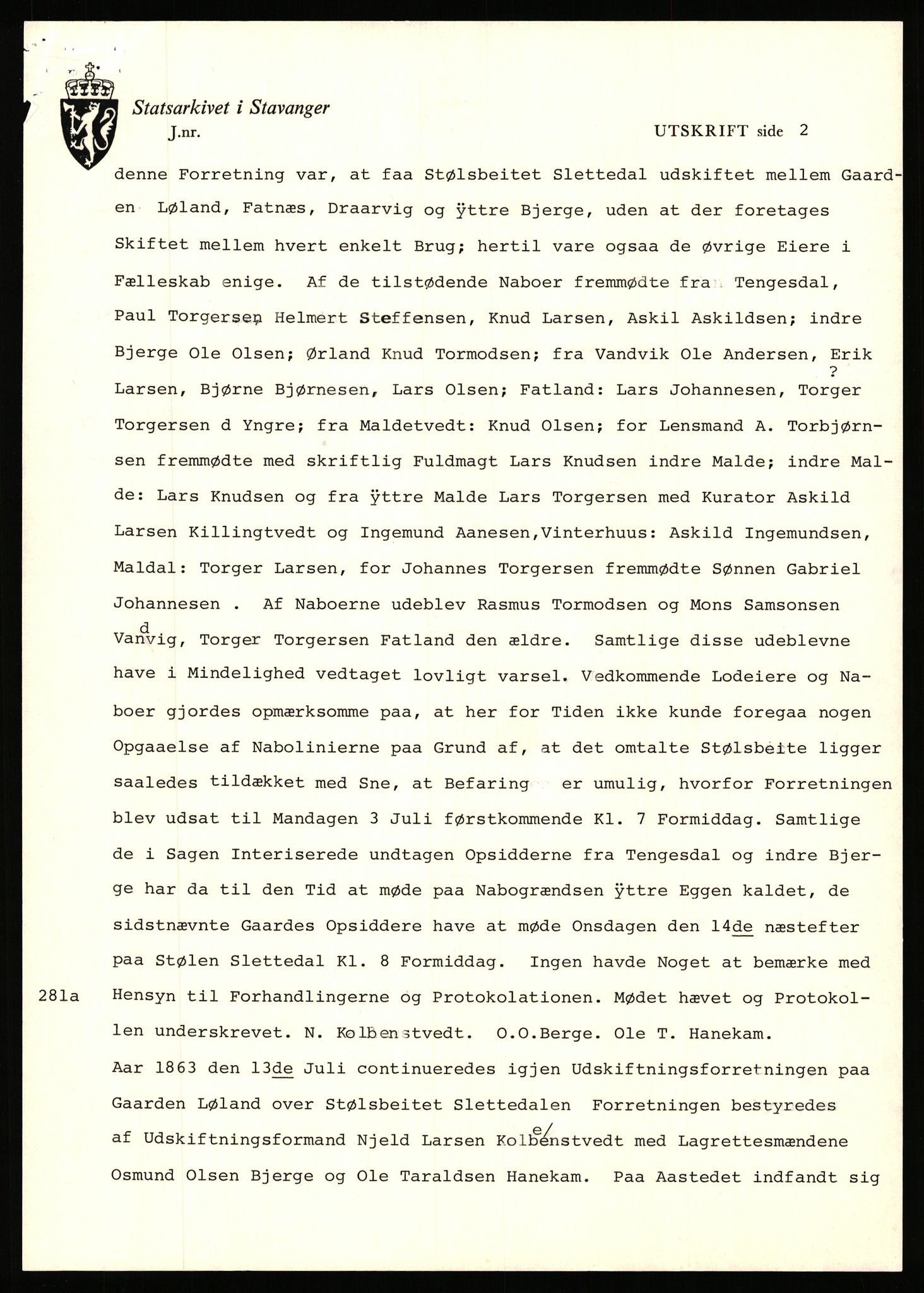 Statsarkivet i Stavanger, SAST/A-101971/03/Y/Yj/L0009: Avskrifter sortert etter gårdsnavn: Bjerge indre - Bjørndalen søndre, 1750-1930, p. 29