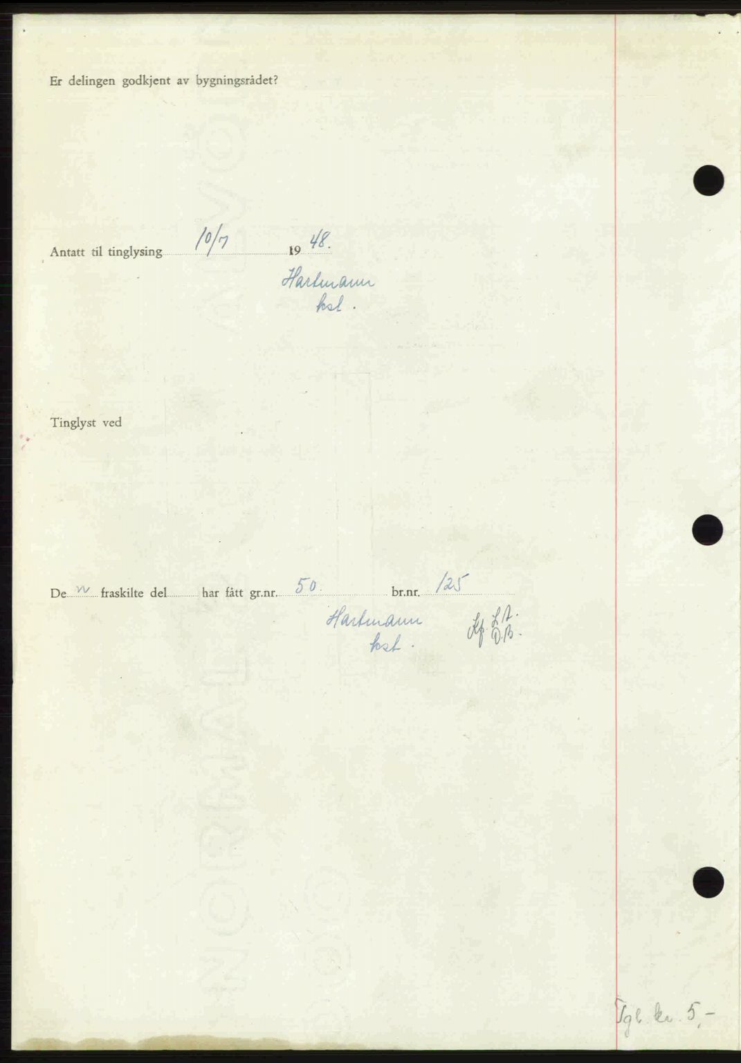 Sør-Gudbrandsdal tingrett, SAH/TING-004/H/Hb/Hbd/L0022: Mortgage book no. A22, 1948-1948, Diary no: : 1612/1948
